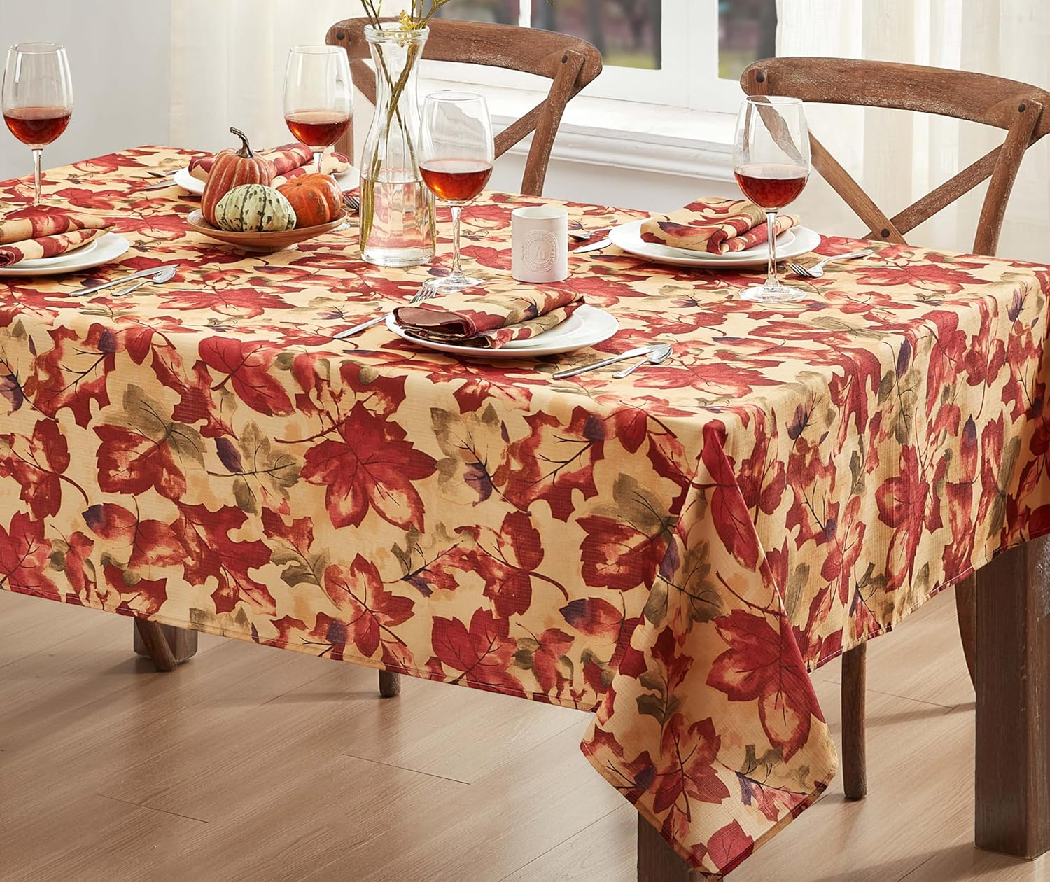 Newbridge Thanksgiving Holiday Autumn Leaf Collage 60 x 120 inch Rectangle Fabric Tablecloth