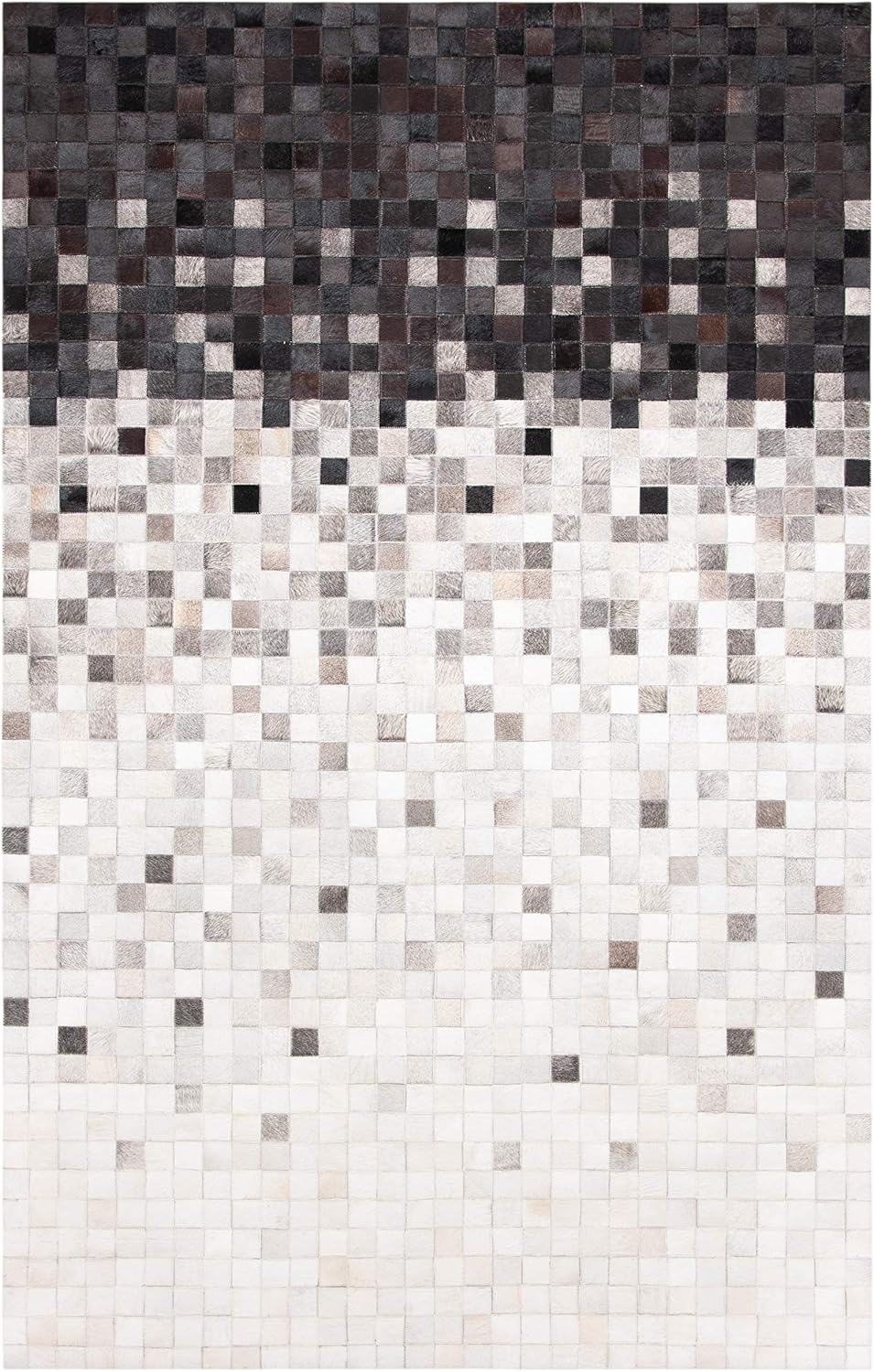 SAFAVIEH Studio Leather Cherette Geometric Area Rug, Ivory/Black, 9' x 12'
