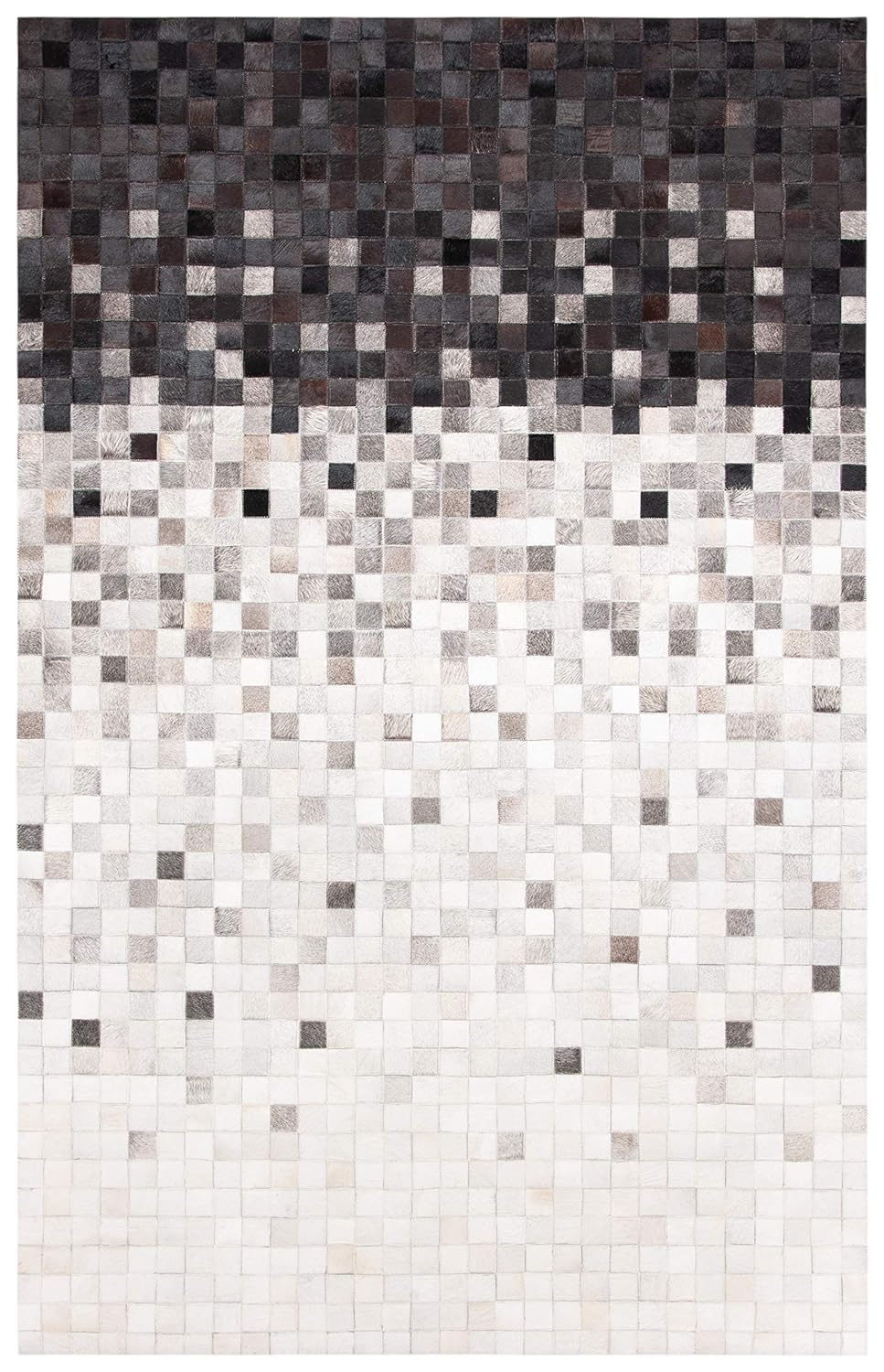 SAFAVIEH Studio Leather Cherette Geometric Area Rug, Ivory/Black, 9' x 12'