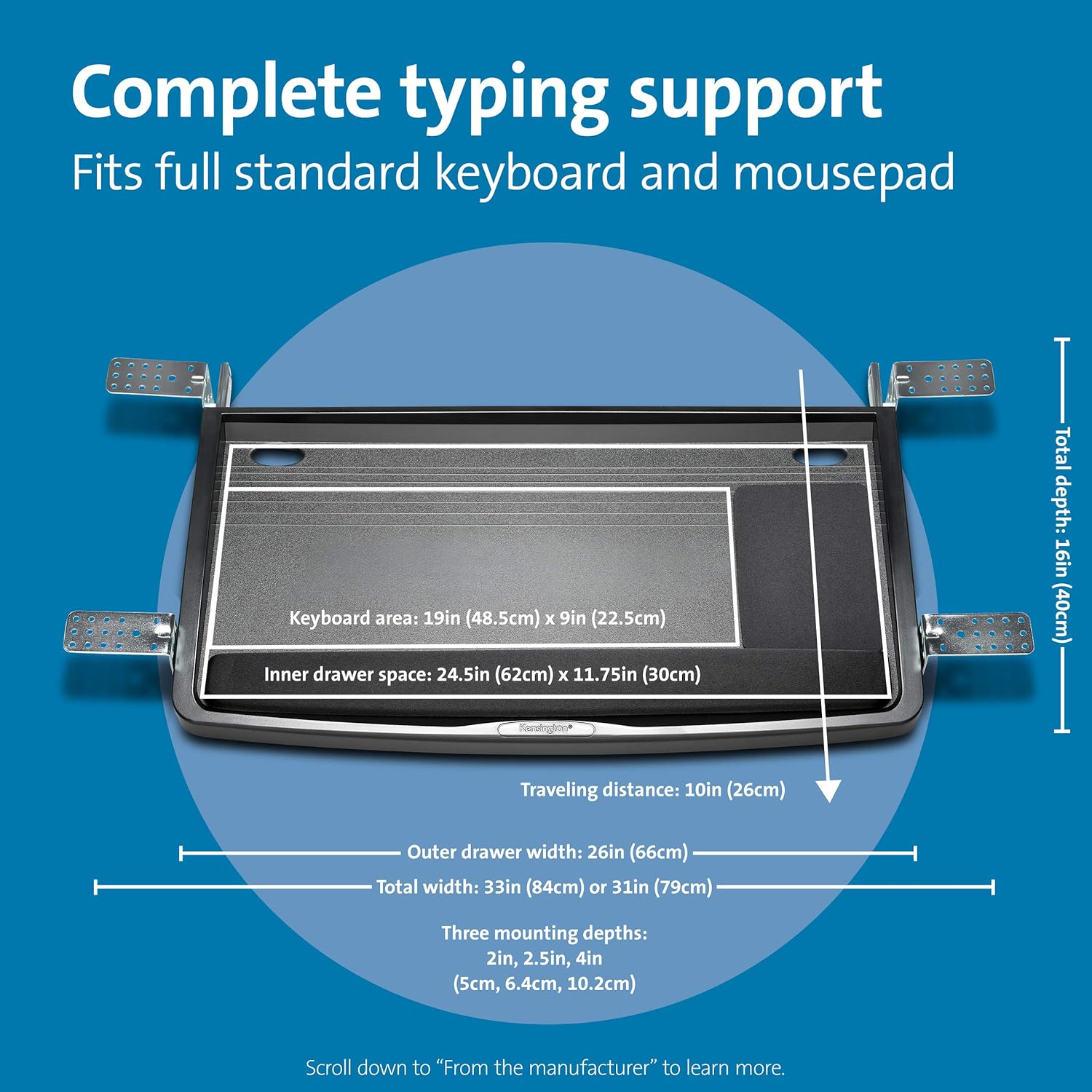 Kensington Computer  Keyboard Drawer With Mouse Tray - Black