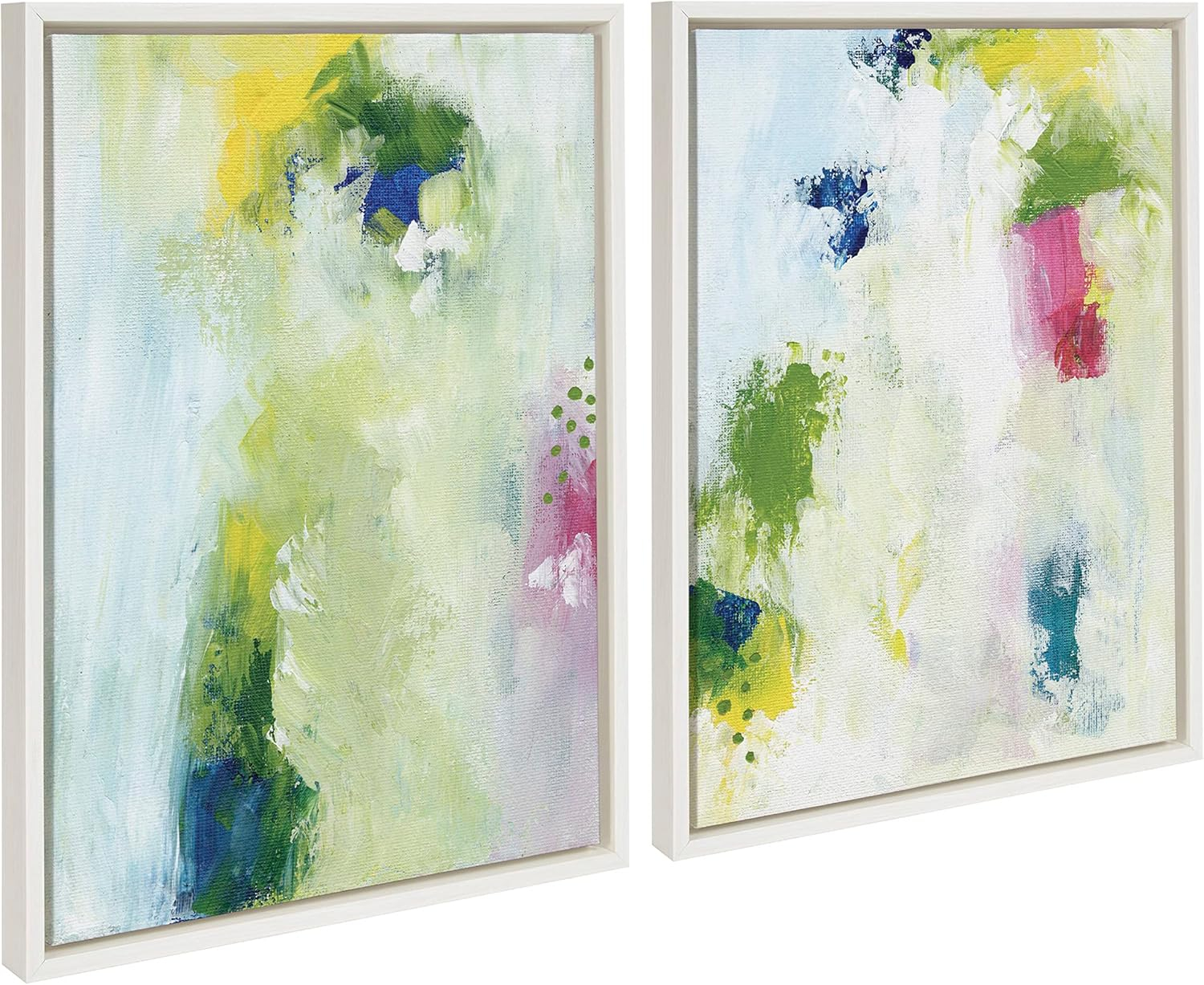 Kate and Laurel Sylvie Dreamy Maple Forest I and II Framed Canvas Wall Art Set by Nikita Jariwala, 2 Piece Set 18x24 White, Soft Abstract Brushstrokes Art Set for Wall Decor