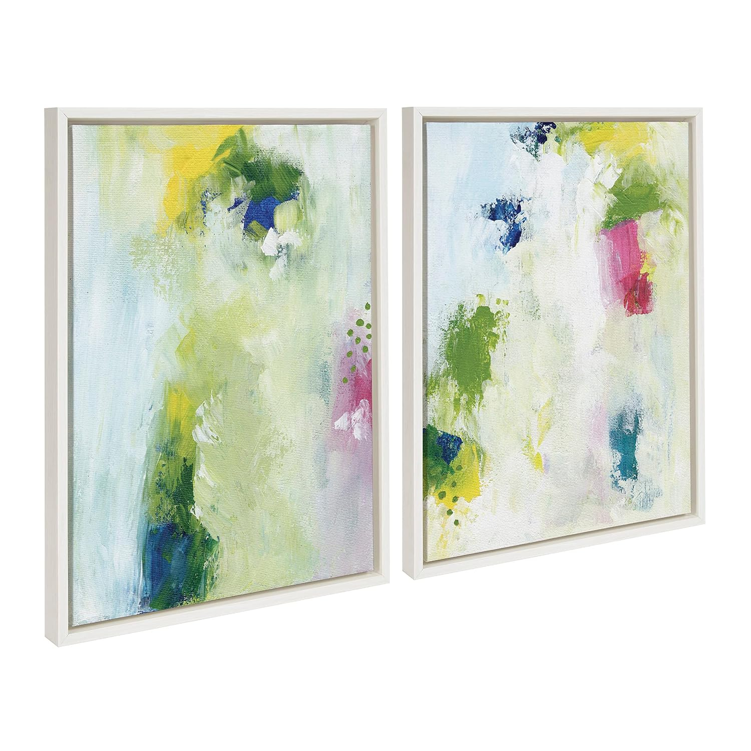 Kate and Laurel Sylvie Dreamy Maple Forest I and II Framed Canvas Wall Art Set by Nikita Jariwala, 2 Piece Set 18x24 White, Soft Abstract Brushstrokes Art Set for Wall Decor