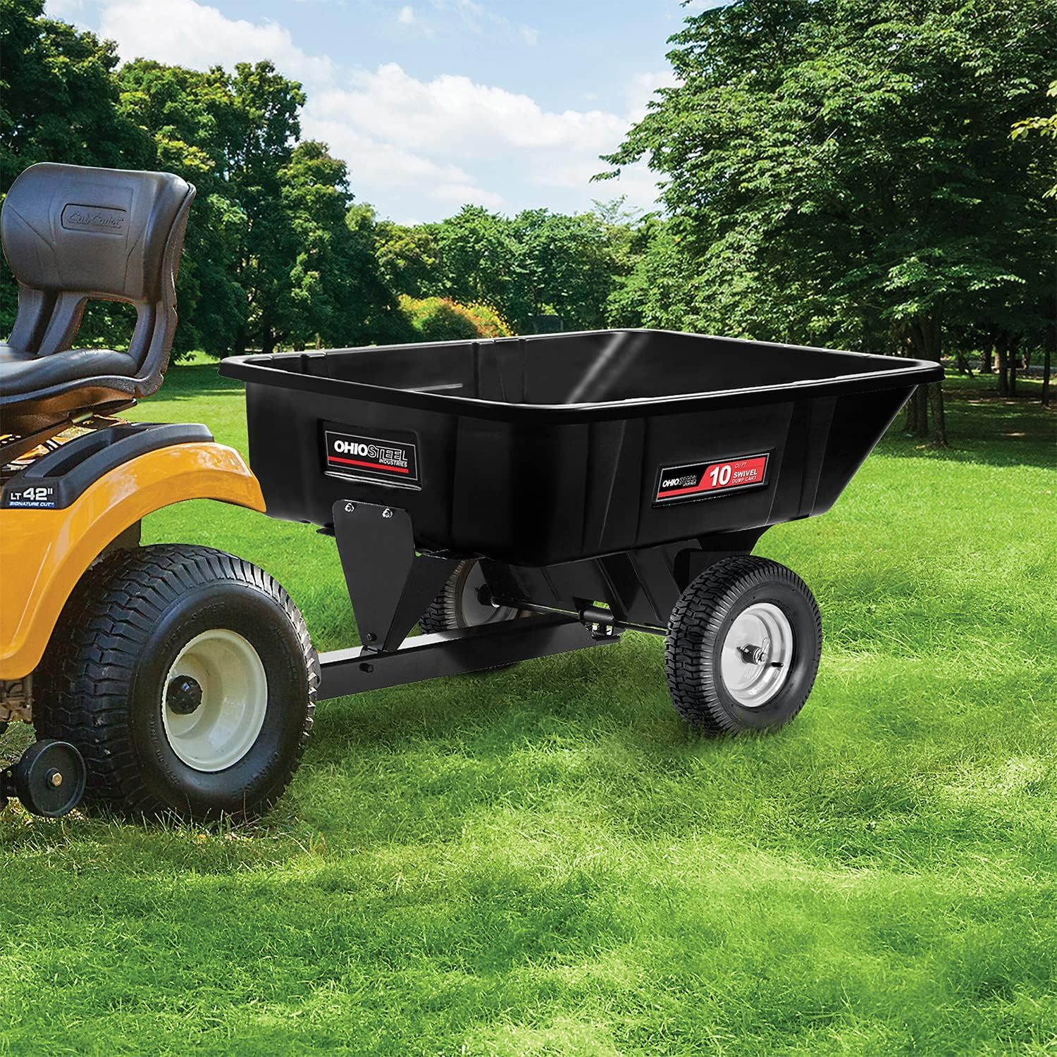 Ohio Steel 3040P-SD 10 Cubic Foot Poly Swivel Tractor & Mower Dump Cart
