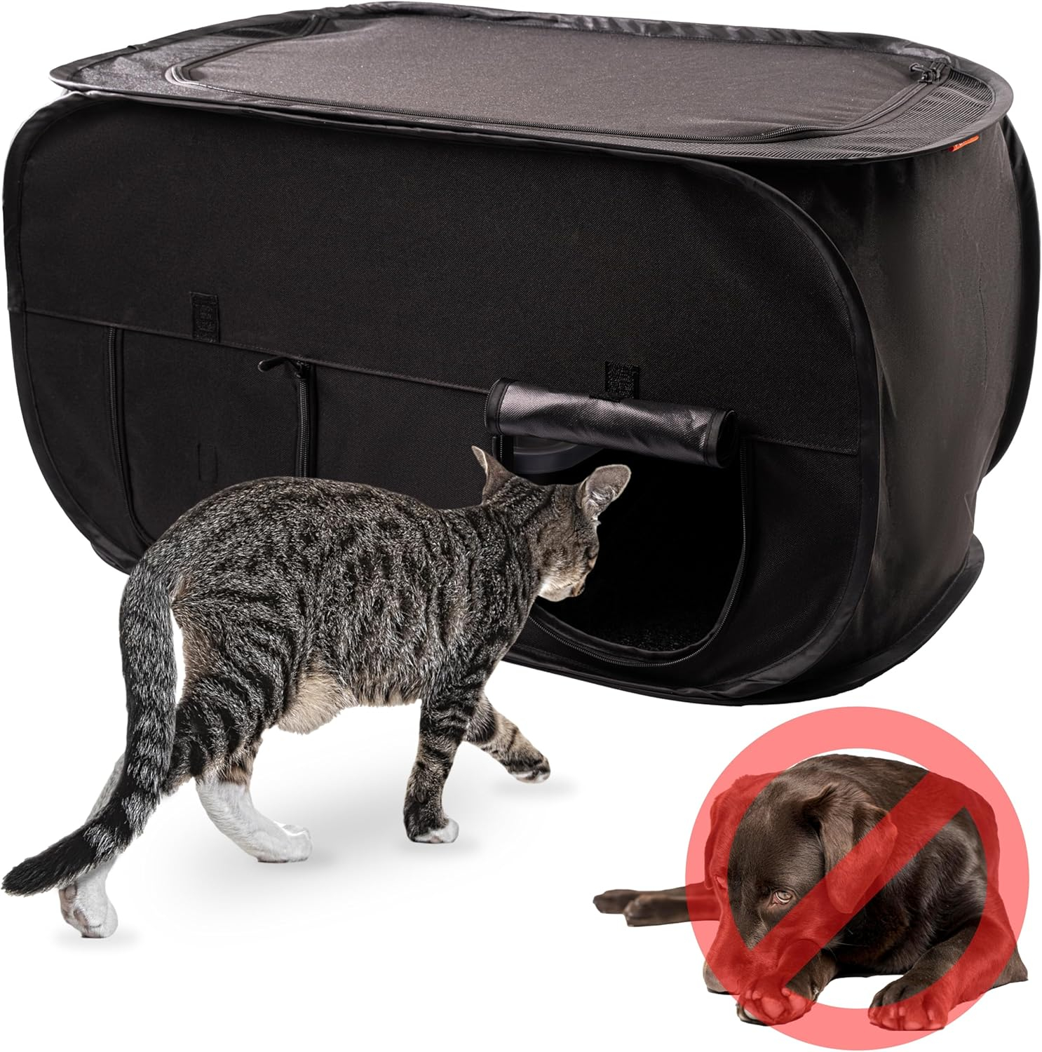 Pexter Cat Litter Box Enclosure, Dog Proof, Discreet and Hidden Litter Box, Kitty Litter Trap Design with Easy-Clean Feature, Scoop and Deodorizer Storage Pockets, Lightweight and Waterproof
