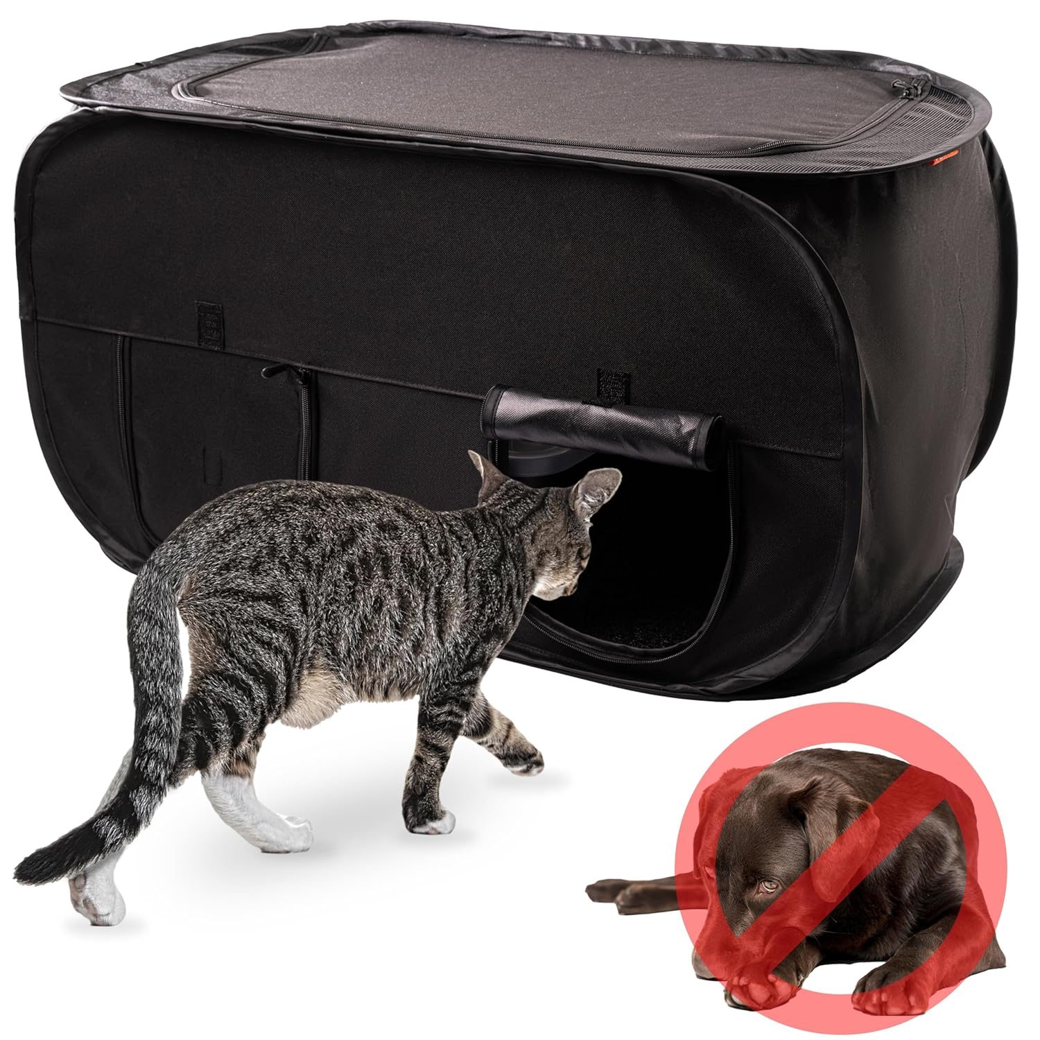 Pexter Cat Litter Box Enclosure, Dog Proof, Discreet and Hidden Litter Box, Kitty Litter Trap Design with Easy-Clean Feature, Scoop and Deodorizer Storage Pockets, Lightweight and Waterproof