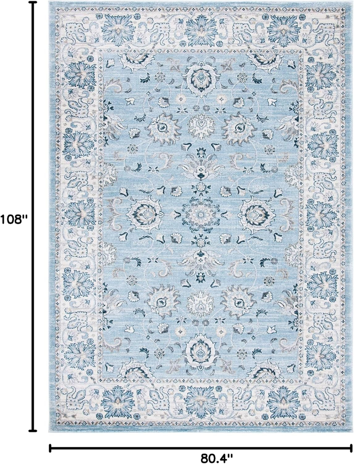 SAFAVIEH Isabella Kiana Oriental Area Rug, Light Blue/Cream, 6'7" x 9'