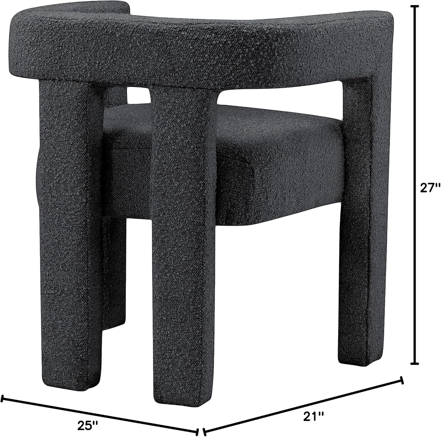 Meridian Furniture Athena Black Boucle Fabric Accent/Dining Chair