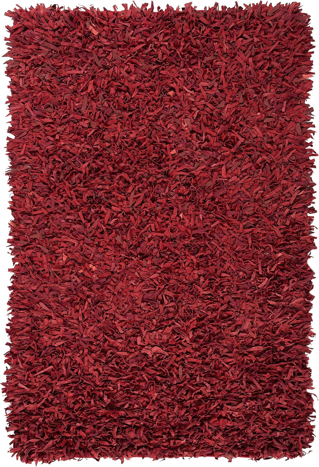 Leather Shag LSG601 Hand Knotted Area Rug - Red - 4'x6' - Safavieh.