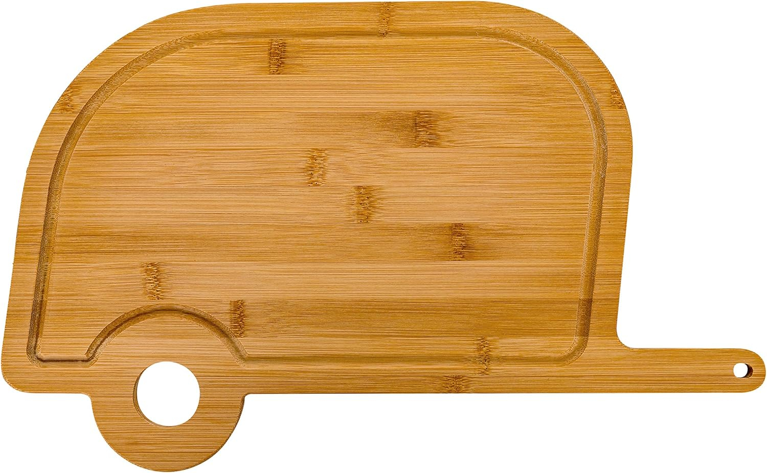 Camco Life Is Better at the Campsite Camper/RV Shaped Cutting Board | 17.25" (H) x 10.10" (W), Bamboo, Brown (53089)