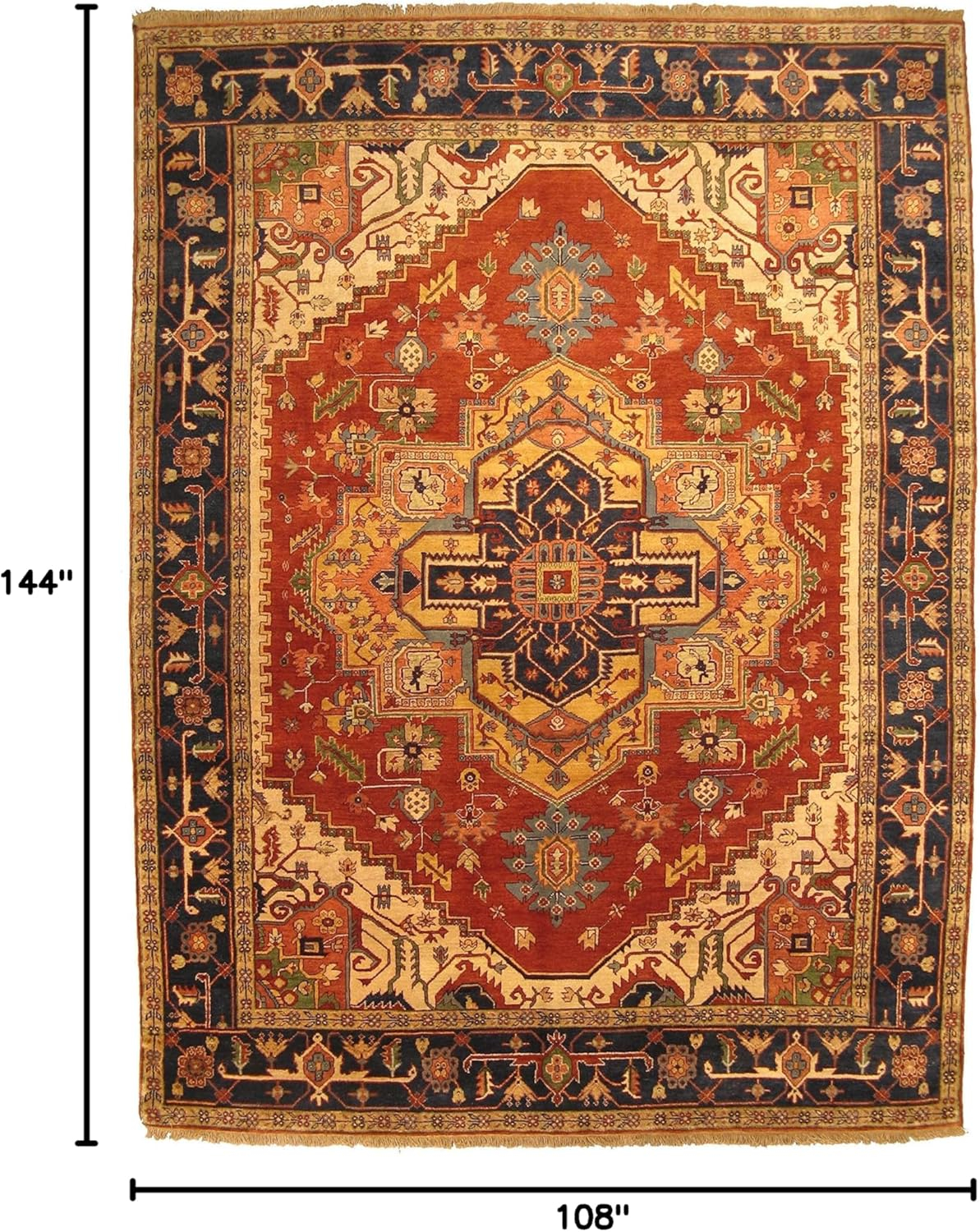 EORC Rust Hand-Knotted Wool Traditional Oriental Rug - Timeless Elegance and Luxurious Craftsmanship
