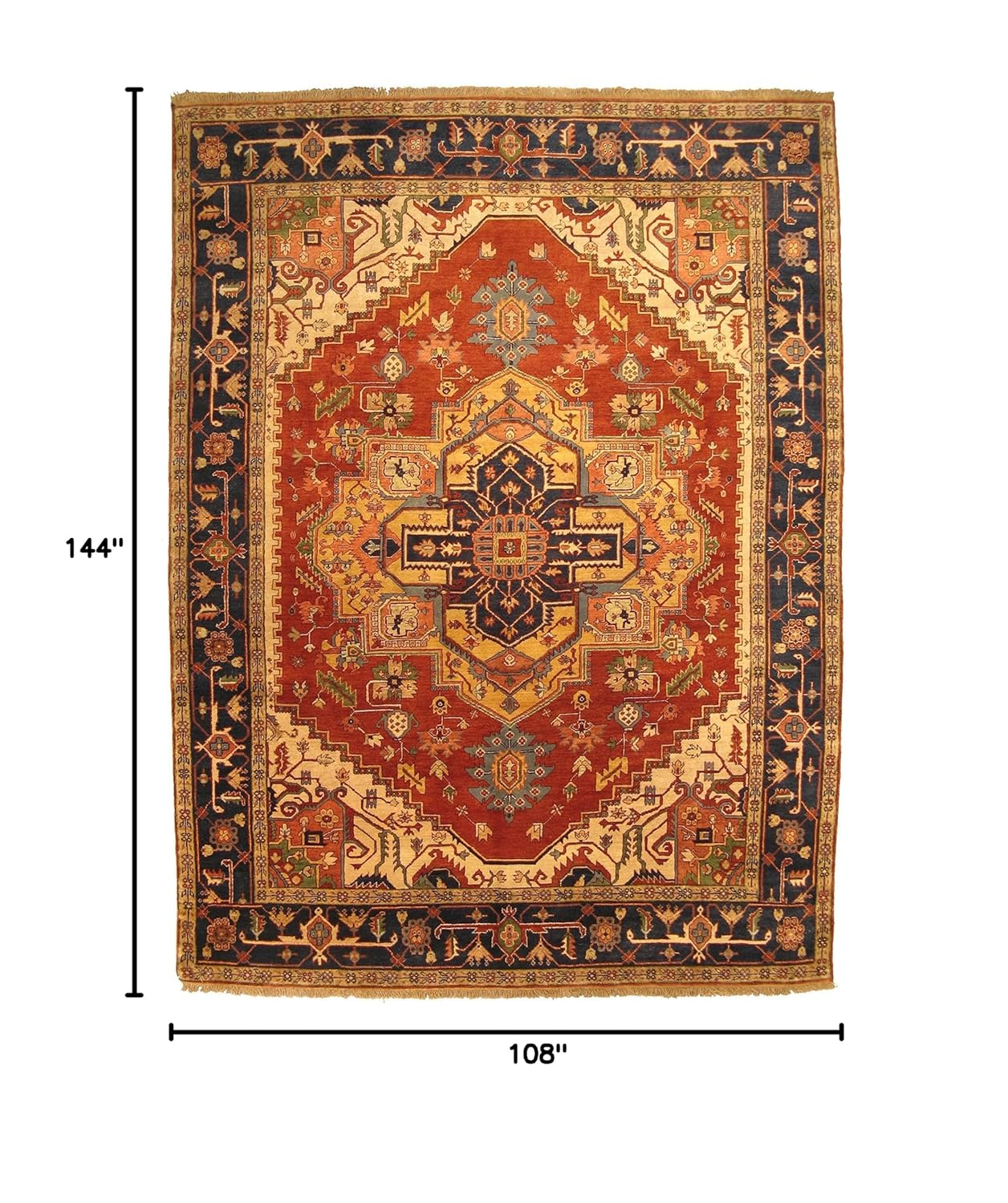 EORC Rust Hand-Knotted Wool Traditional Oriental Rug - Timeless Elegance and Luxurious Craftsmanship