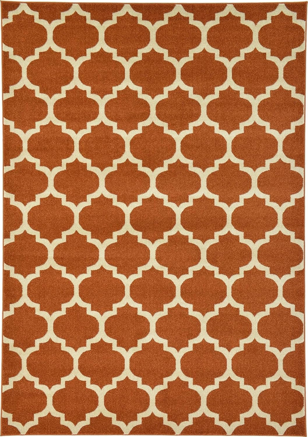 Elegant Terracotta Trellis 7' x 10' Indoor Rug - Stain-resistant and Easy Care