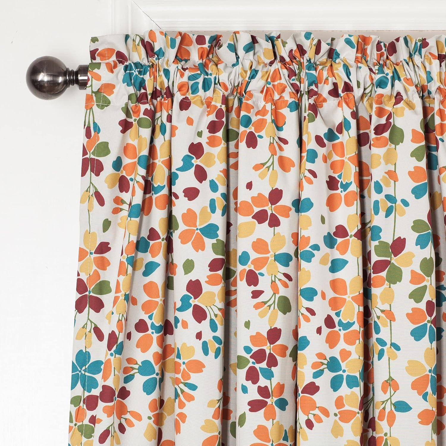 2 Piece 100% Blackout Multicolor Flowers Window Treatment Curtain Panels Set (52" X 84", Flowers)