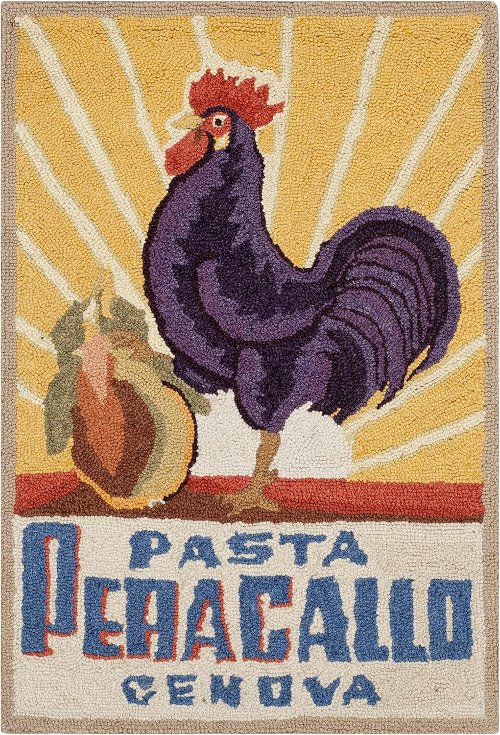 SAFAVIEH Chelsea Vintage Rooster Wool Area Rug, Ivory, 1'8" x 2'6"