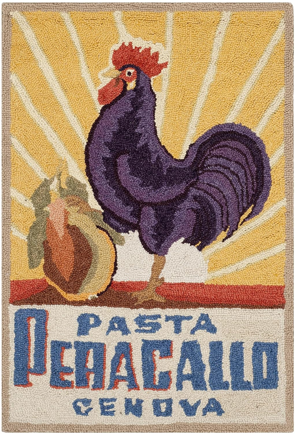 SAFAVIEH Chelsea Vintage Rooster Wool Area Rug, Ivory, 1'8" x 2'6"