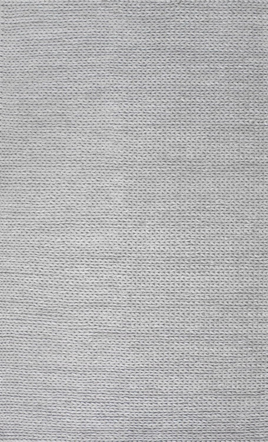 nuLOOM 3x5 Penelope Wool Braided Handmade Area Rug, Light Grey, Solid Rustic Farmhouse Style, For Bedroom, Living Room, Hallway, Entryway