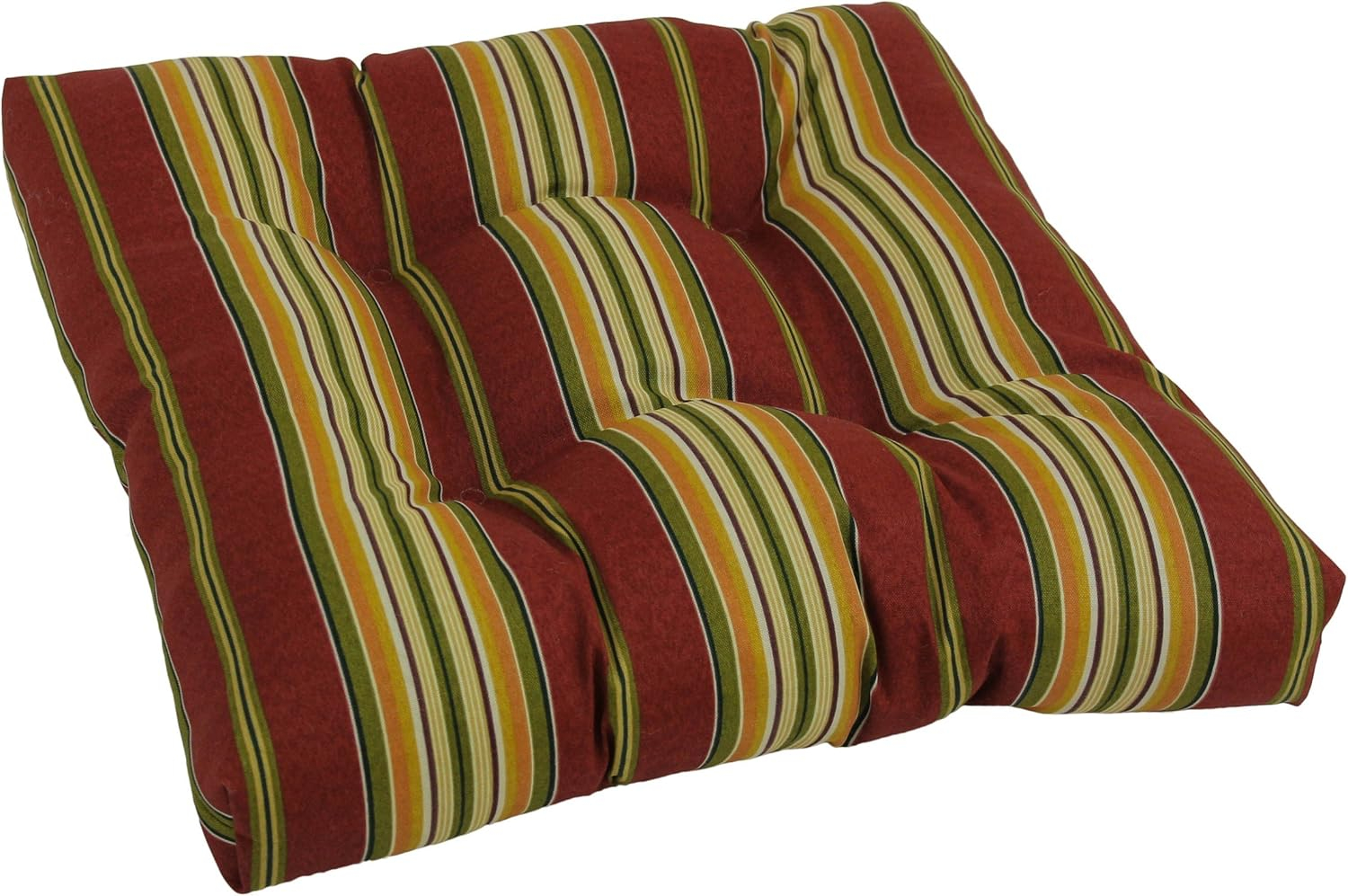 Ruby Red Striped Polyester Tufted Dining Chair Cushion