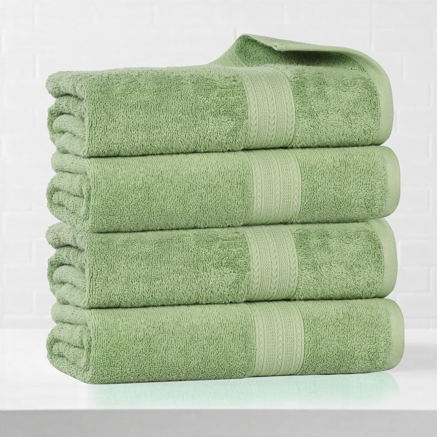 Superior Eco-Friendly Cotton 4-Piece, Terrace Green, Bath Towel Set