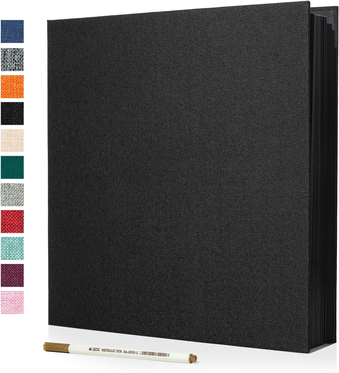Spbapr Large Photo Album Self Adhesive Linen Cover Magnetic Scrapbook Album DIY Scrap Book 40 Black Sticky Pages for 3x5 4x6 5x7 8x10 Pictures with A Metal Pen