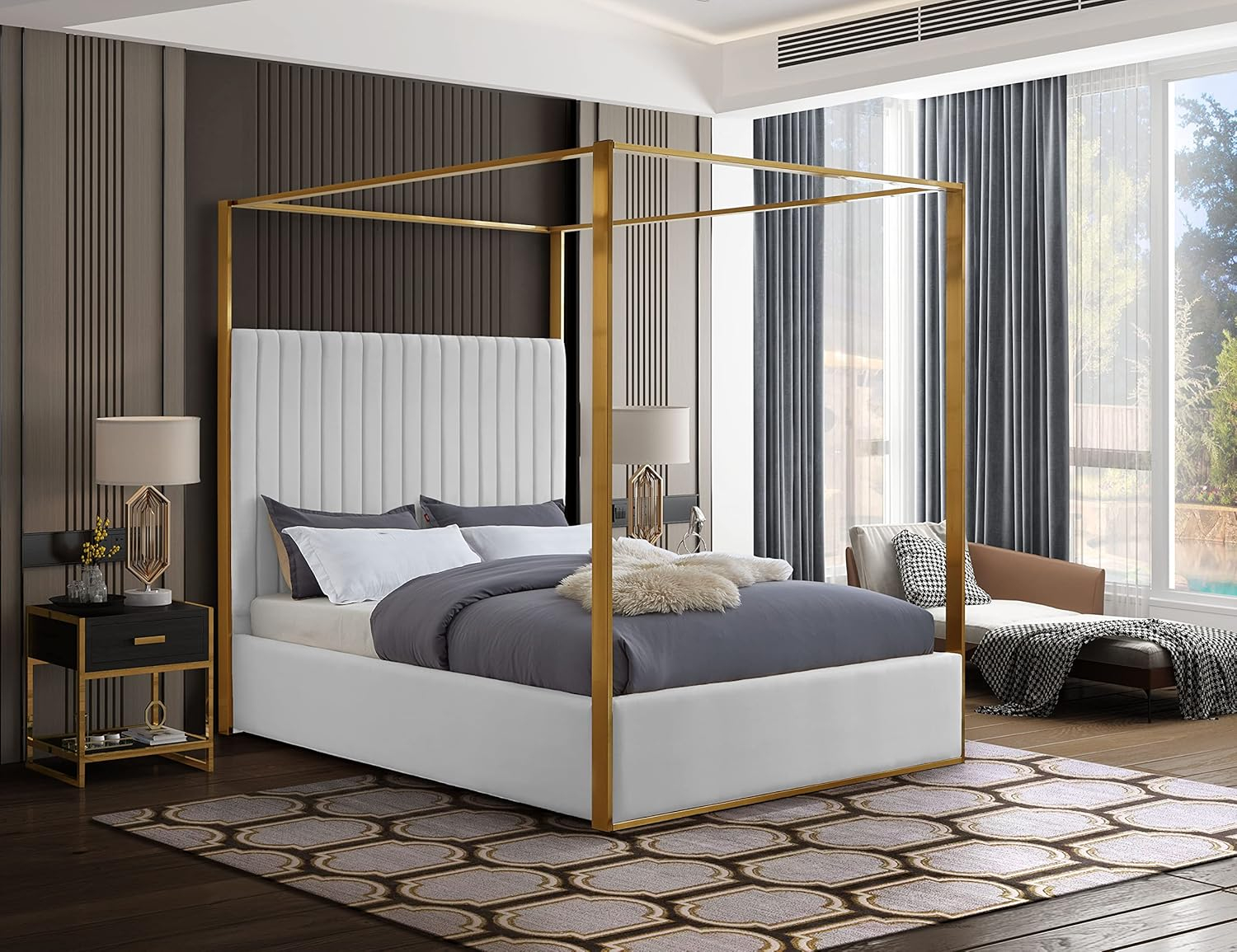 Meridian Furniture Jones White Vegan Leather Queen Bed