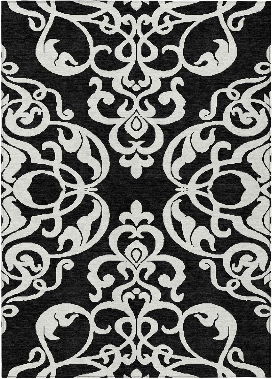 Addison Rugs Chantille ACN973 Black 2'6" x 3'10" Indoor Outdoor Area Rug, Easy Clean, Machine Washable, Non Shedding, Bedroom, Entry, Living Room, Dining Room, Kitchen, Patio Rug