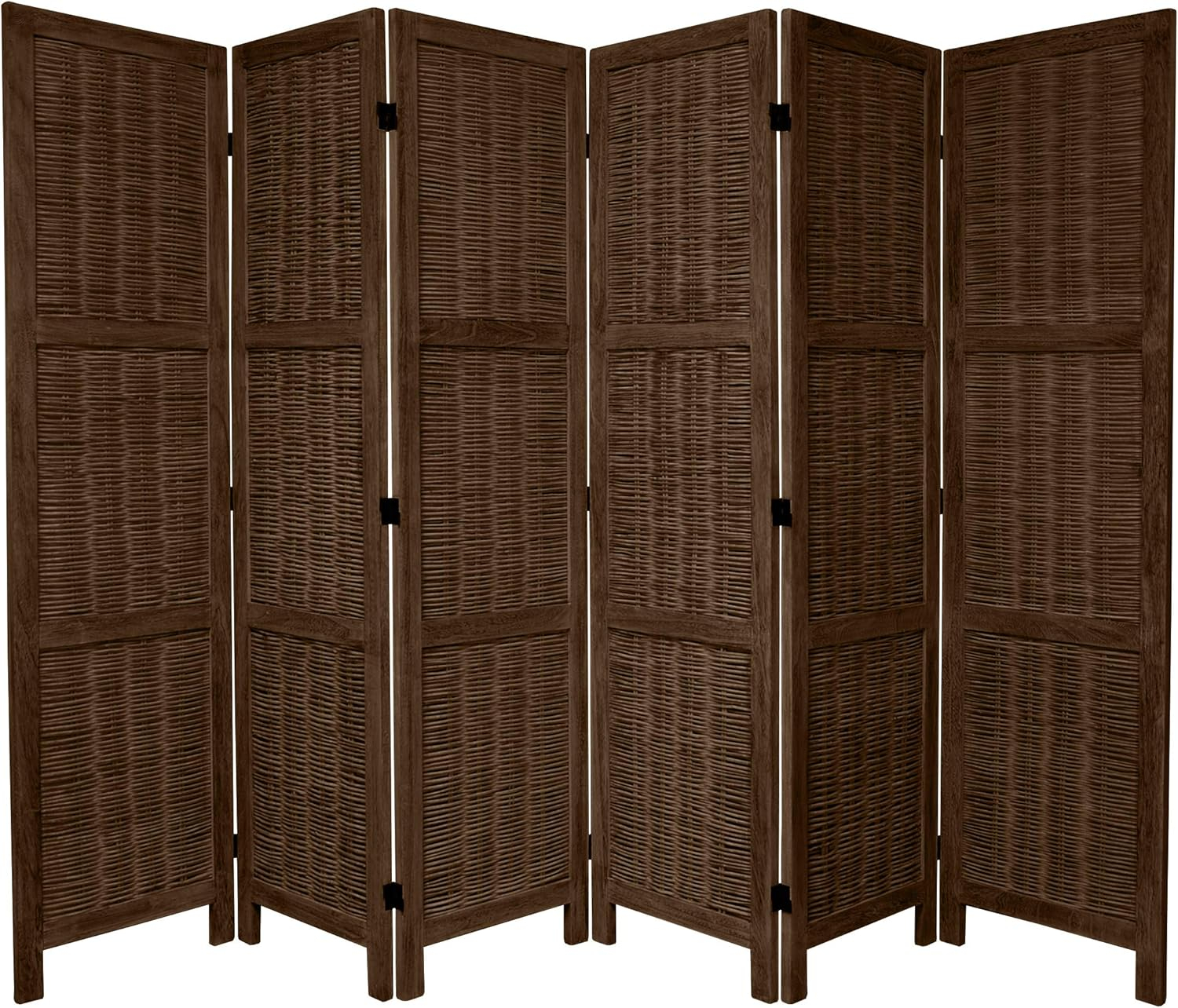 Oriental Furniture 5 1/2 ft. Tall Bamboo Matchstick Screen - Brown - 6 Panel