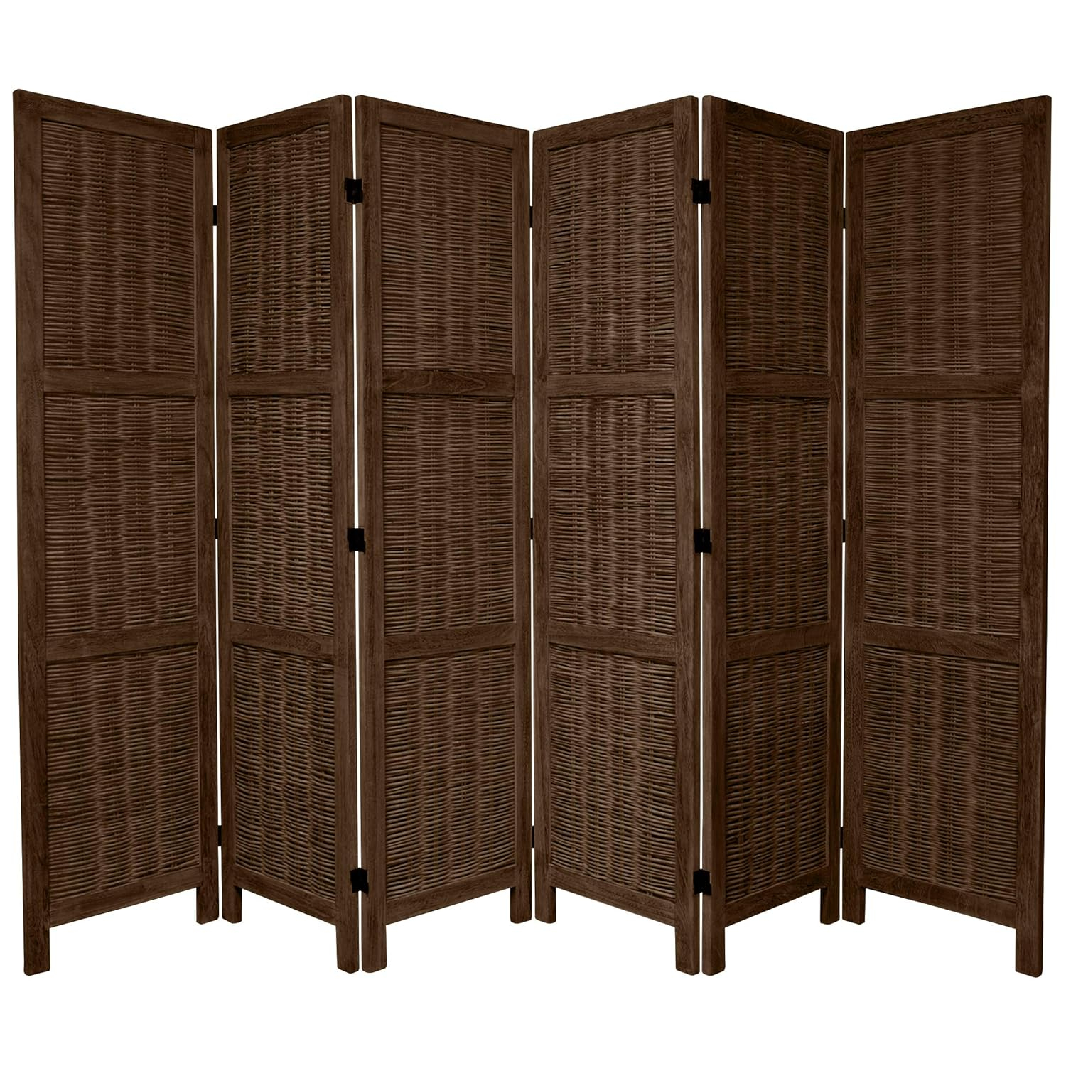 Oriental Furniture 5 1/2 ft. Tall Bamboo Matchstick Screen - Brown - 6 Panel