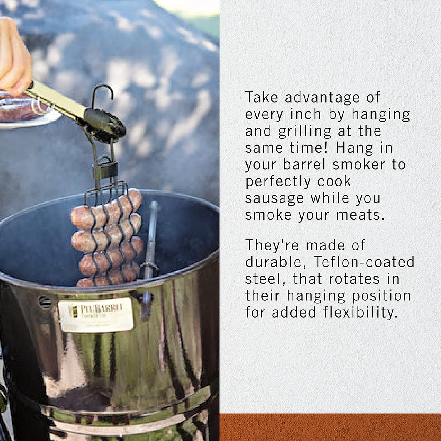 Pit Barrel Cooker Sausage Hanger | Grill Meat and Hang Sausauges Simultaneously | Barrel Smoker Hanger Grill Basket for Brats, Hotdogs, Chorizo, and Sausages