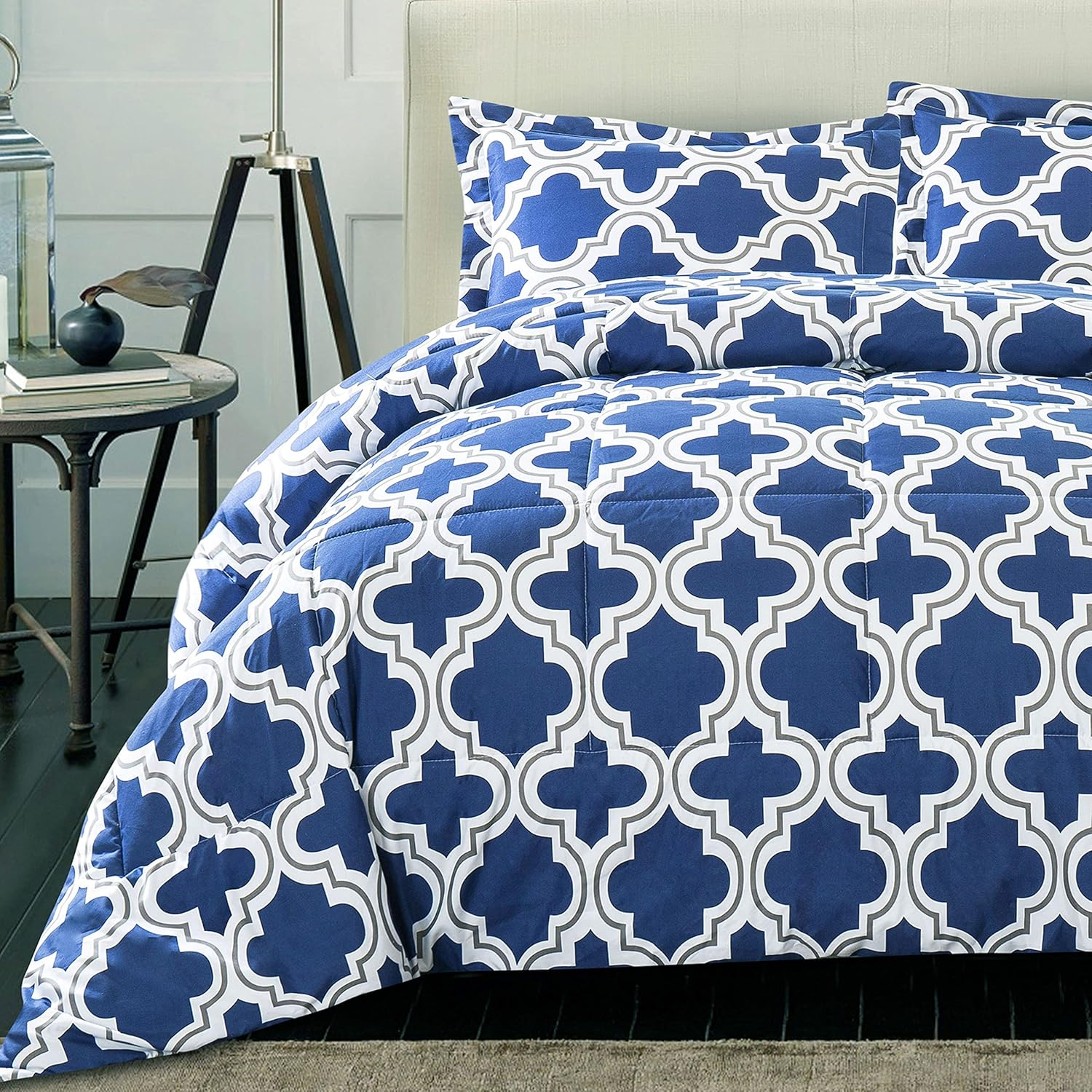 Superior 3 Piece Down Alternative Comforter Set, Twin/Twin XL, Navy Blue
