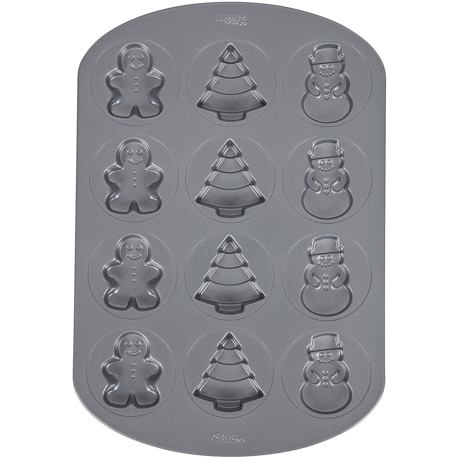 Wilton Non-Stick Christmas Shapes Cookie Pan, 12-Cavity Molds