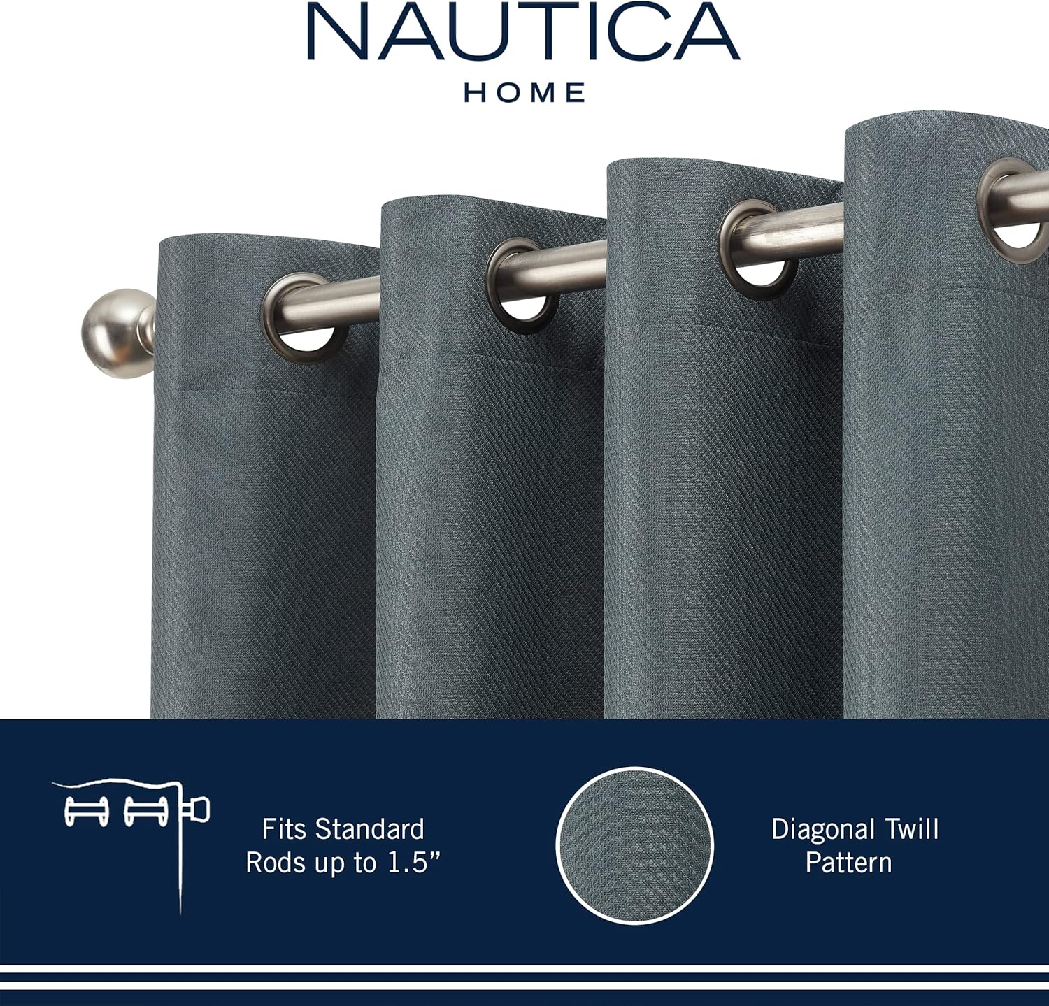 Nautica Nautica Synthetic Solid Color Blackout Thermal Rod Pocket Curtain Panels (Set of 2)