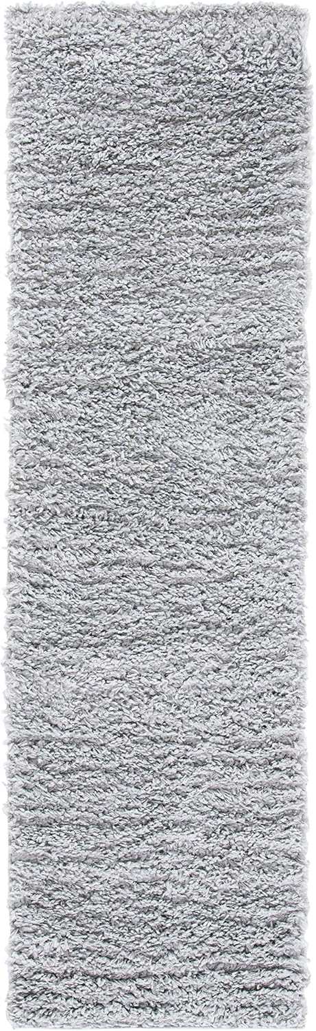 Safavieh August Shag 2 x 11 (ft) Loomed Polypropylene Silver Rectangular Indoor Solid Farmhouse/Cottage Runner rug