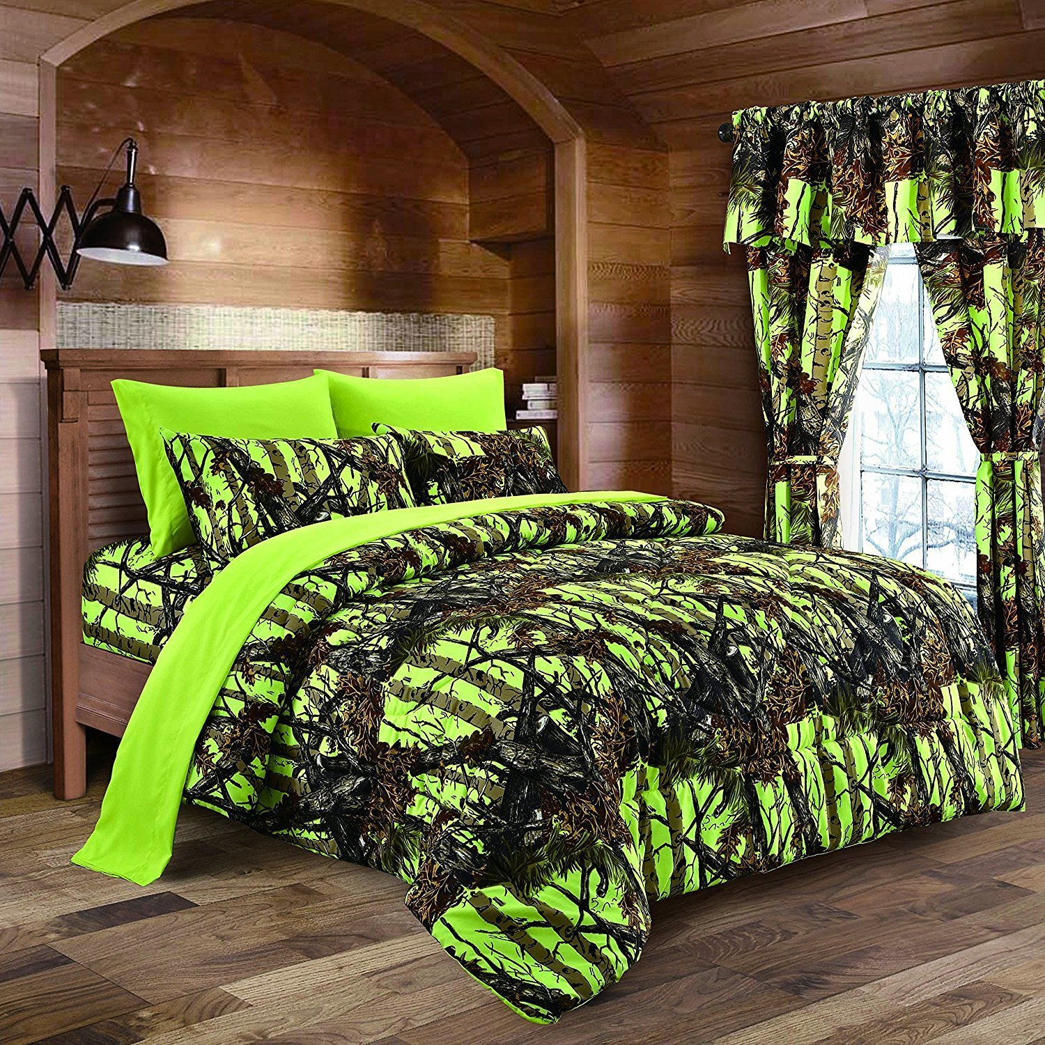 Lime Green Camouflage King Microfiber Comforter Set