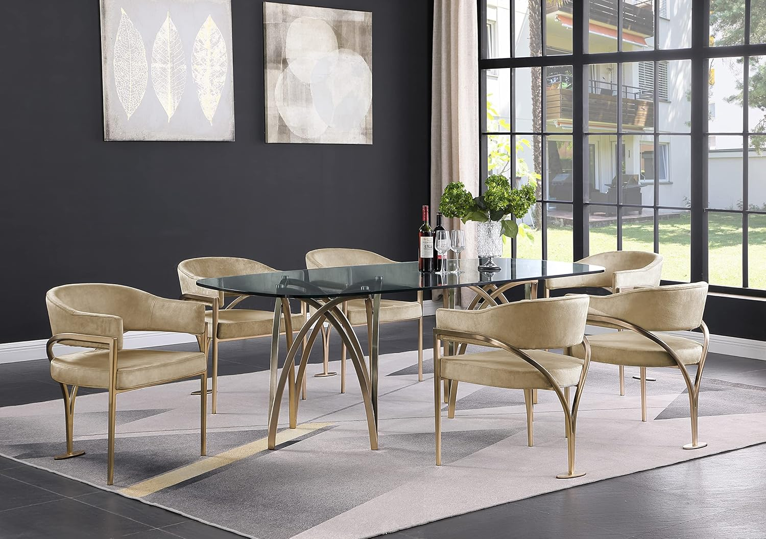 Meridian Furniture Madelyn Beige Velvet Dining Chair (Set of 2)