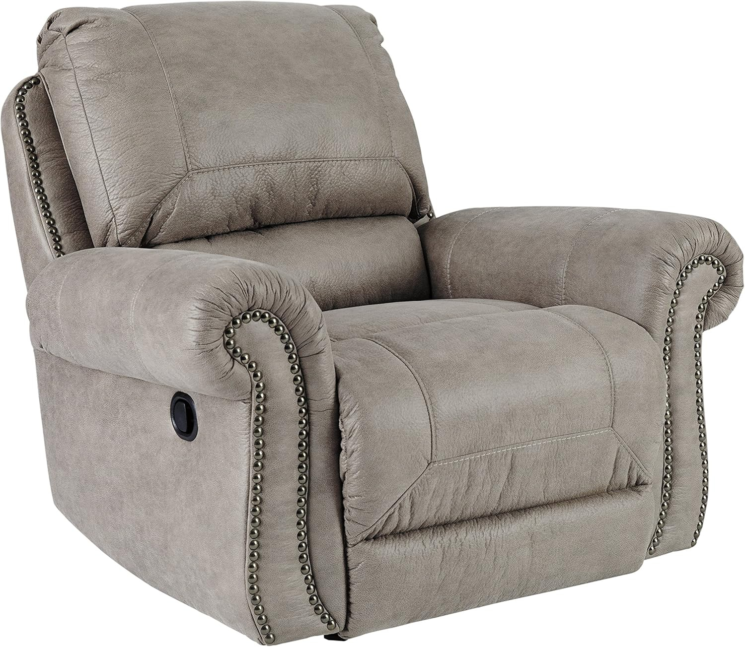 Olsberg Traditional Gray Wood 43" Rocker Recliner with Nailhead Trim