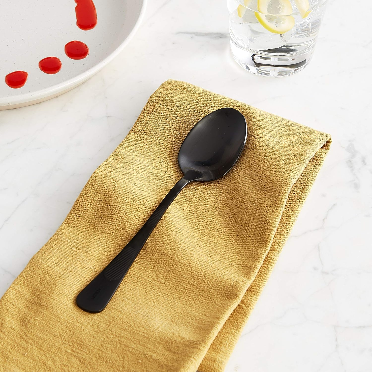 Matte Black Stainless Steel Precision Plating Spoon, 7-7/8 Inch