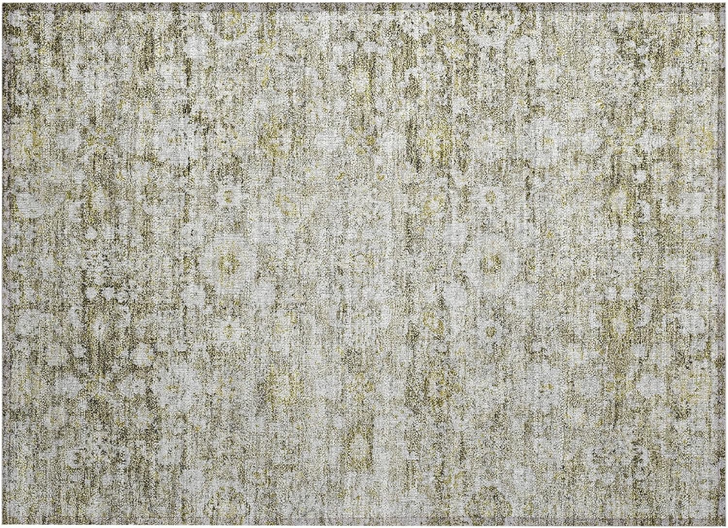 Taupe Medallion Pattern Indoor Outdoor Area Rug