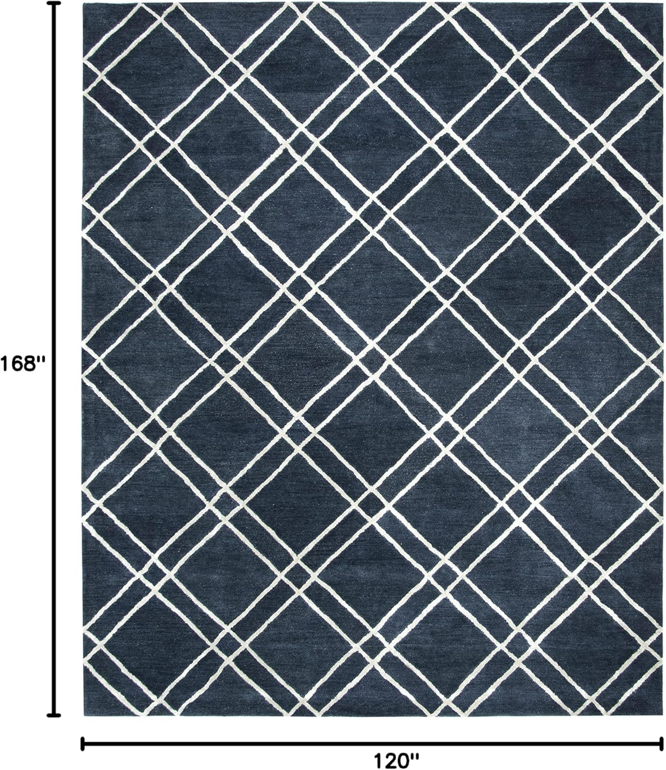 SAFAVIEH Himalaya Maralyn Geometric Wool Area Rug, Navy/Silver, 10' x 14'