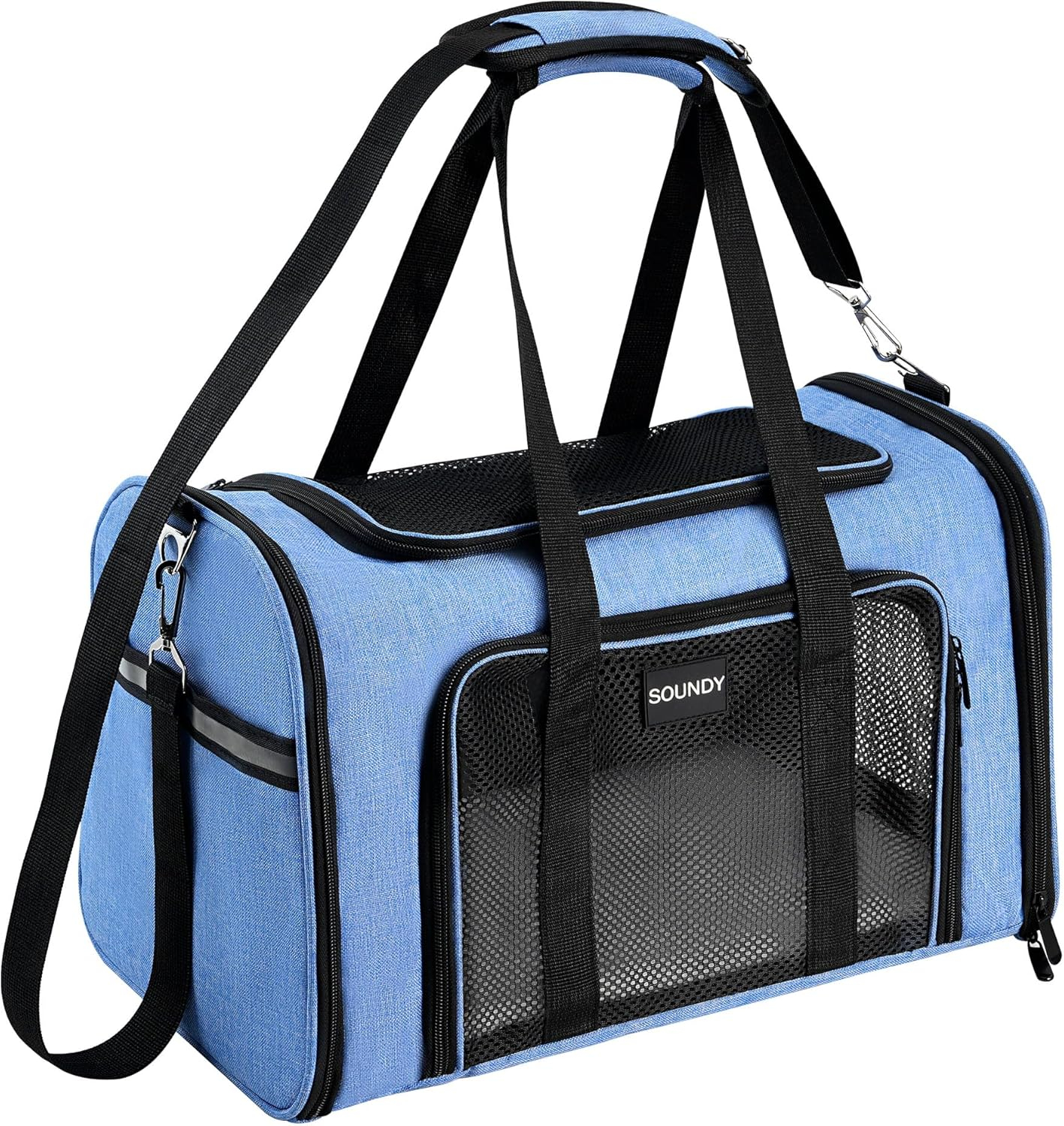 Soundy Dog Carrier Cat Carriers Airline Approved Pet Carrier for Small Medium Dogs Cats Under 15Lbs Puppies Collapsible Soft Sided TSA Travel Puppy Carrier Bag (Medium, Blue)