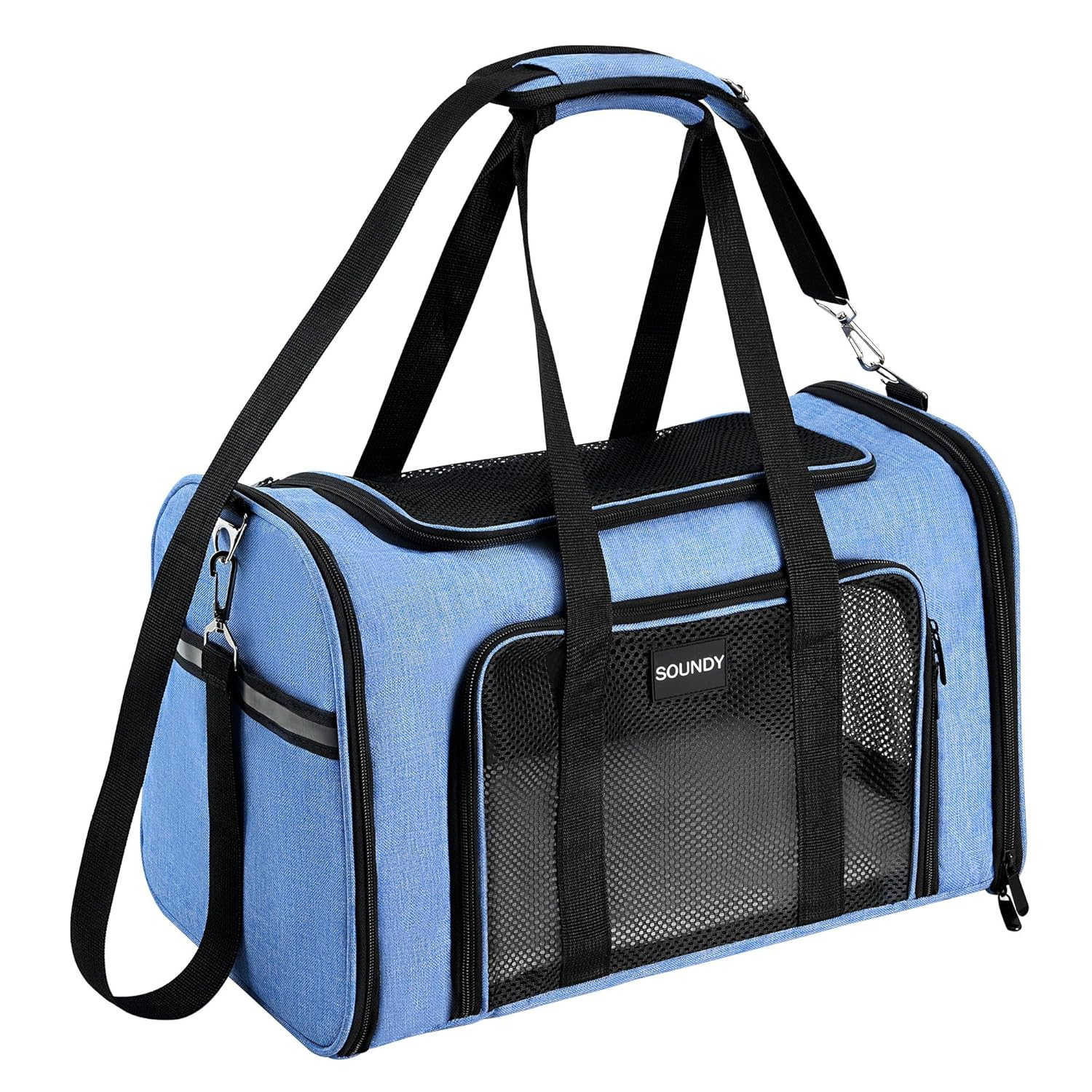 Soundy Dog Carrier Cat Carriers Airline Approved Pet Carrier for Small Medium Dogs Cats Under 15Lbs Puppies Collapsible Soft Sided TSA Travel Puppy Carrier Bag (Medium, Blue)