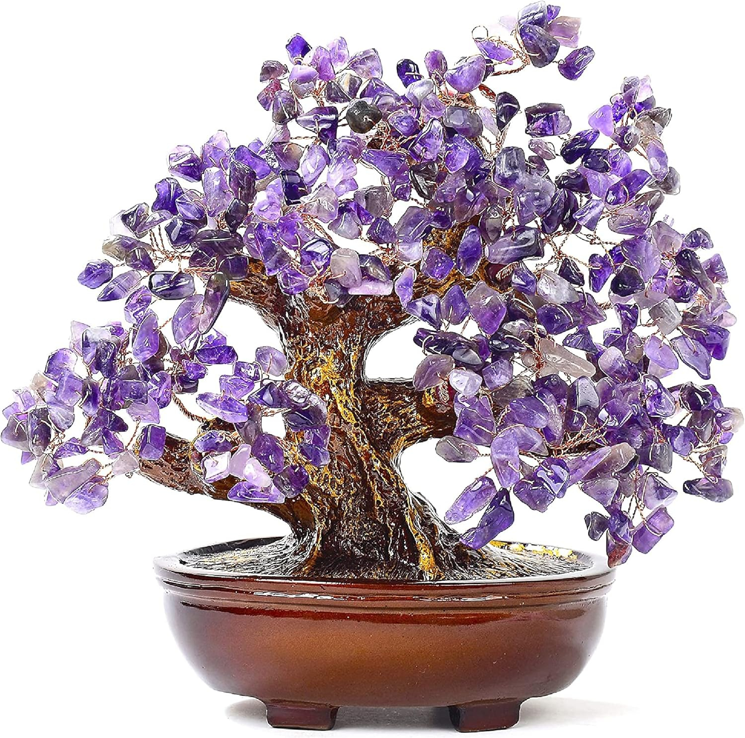 Amethyst Tree of Life on Resin & Wood Base with 360 Natural Gemstones