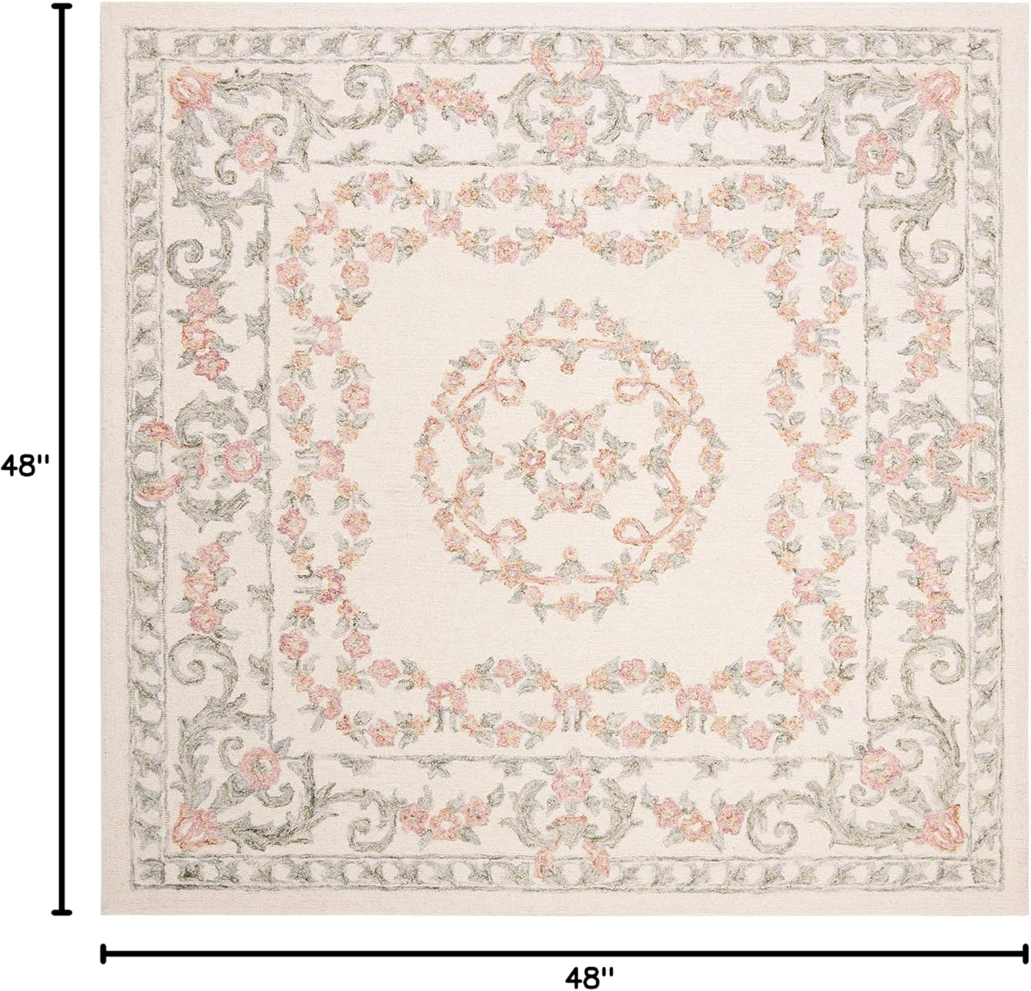 Ivory Wool Handmade Tufted Square Rug, 48" x 48"