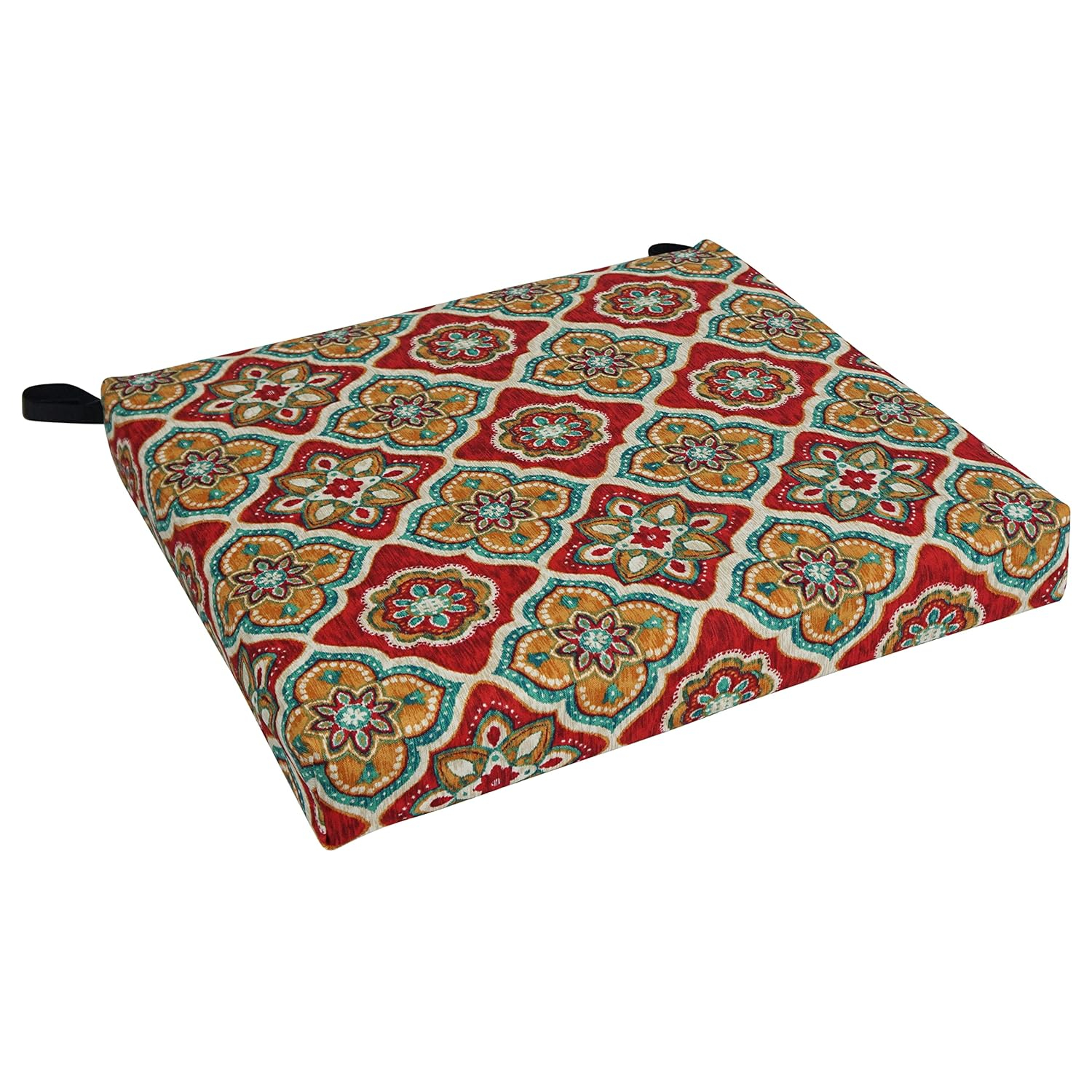 Blazing Needles 20-inch by 19-inch Patterned Outdoor Spun Polyester Chair Cushion