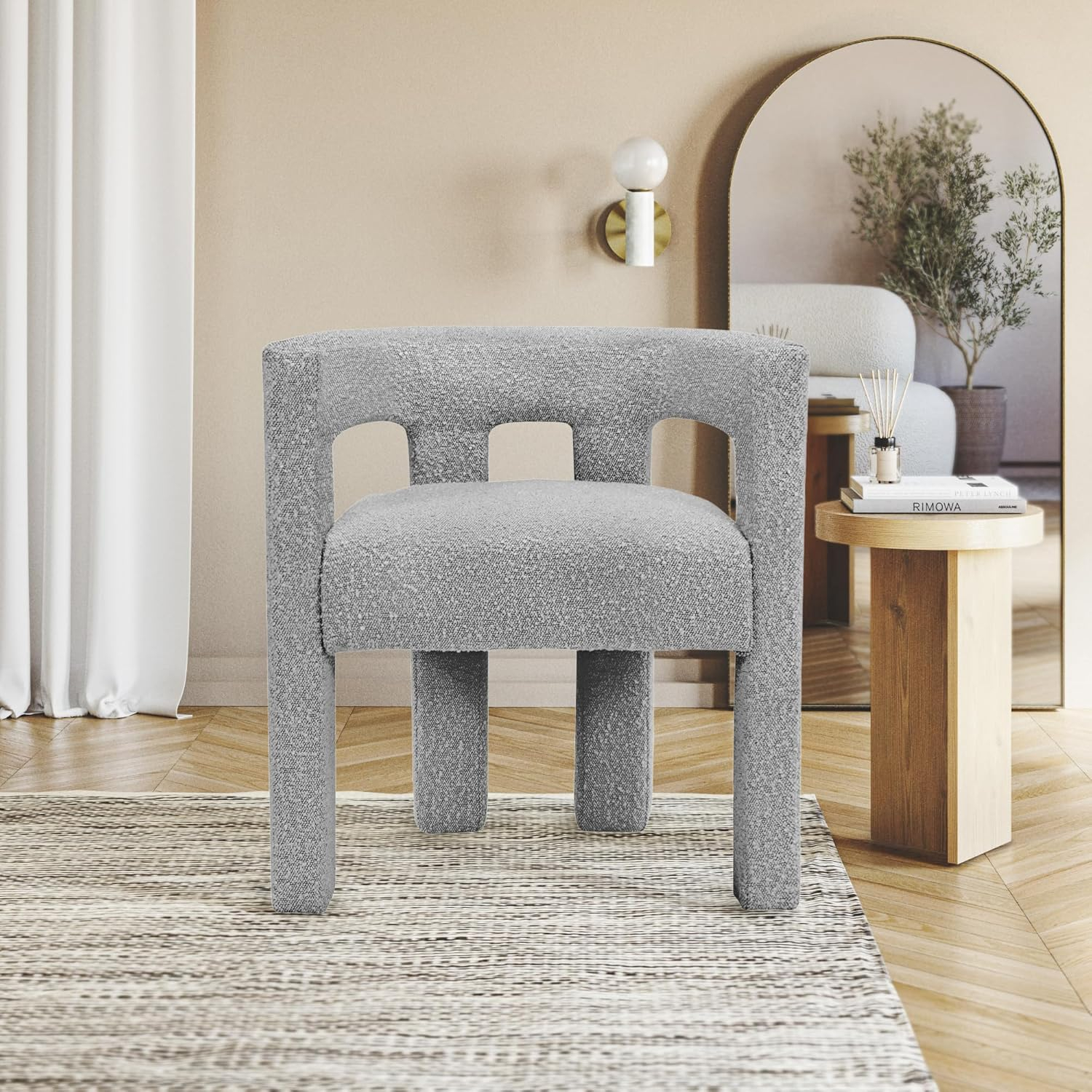Meridian Furniture Athena Grey Boucle Fabric Accent/Dining Chair