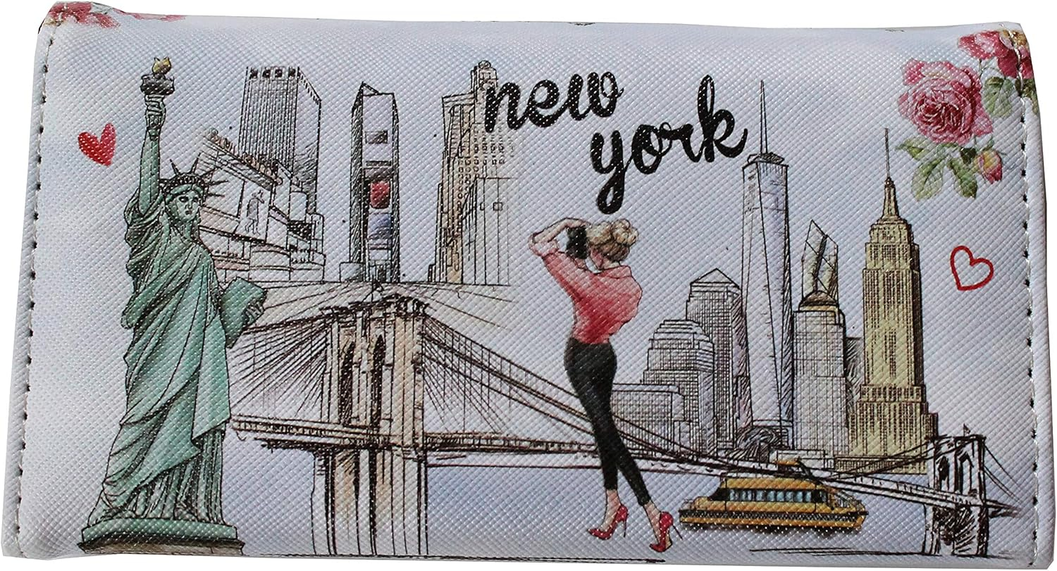 Compact White Synthetic Leather New York Souvenir Wallet