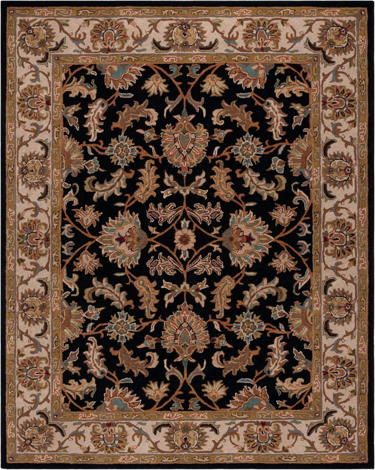 SAFAVIEH Heritage Valery Traditional Wool Area Rug, Black/Beige, 9'6" x 13'6"