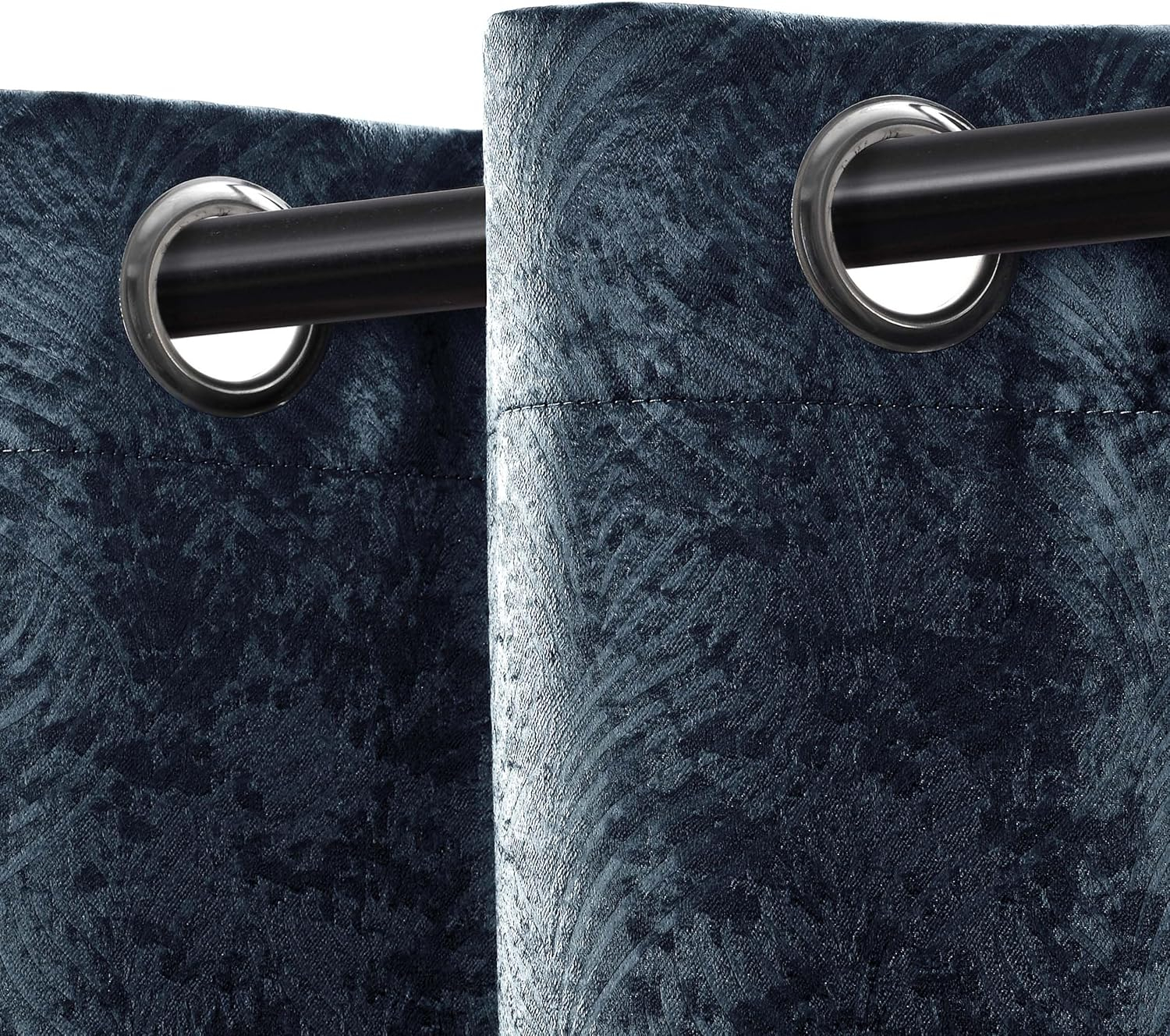 Superior Waverly Blackout Curtains, Rod Pocket, Set of 2, 26" x 63", Navy Blue