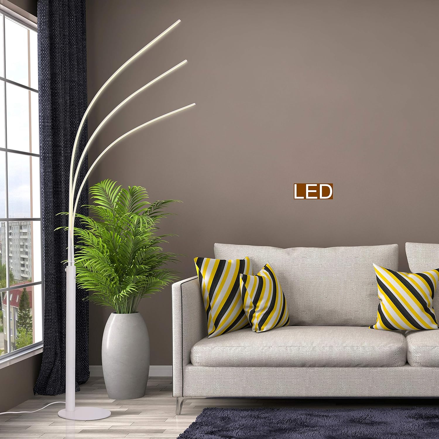 Artiva  Aurora LED Arch Tree Floor Lamp, 92" - 92 white White