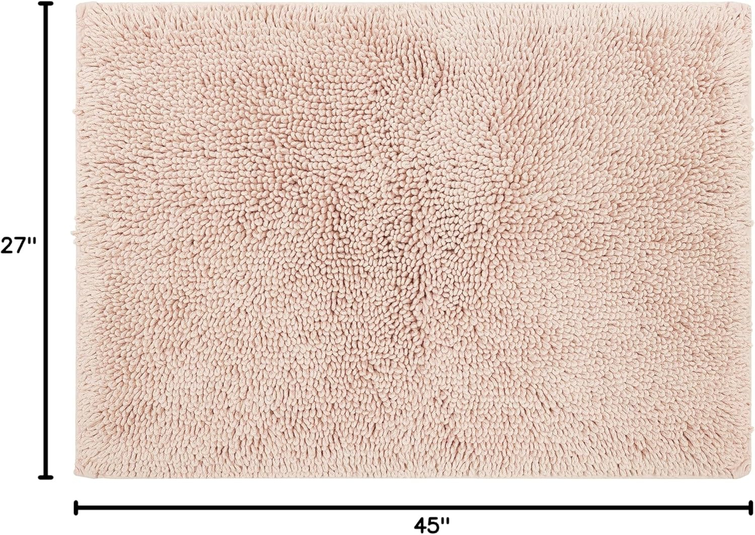 Blush Cotton Bath Rug with Latex Backing, 45" x 27"