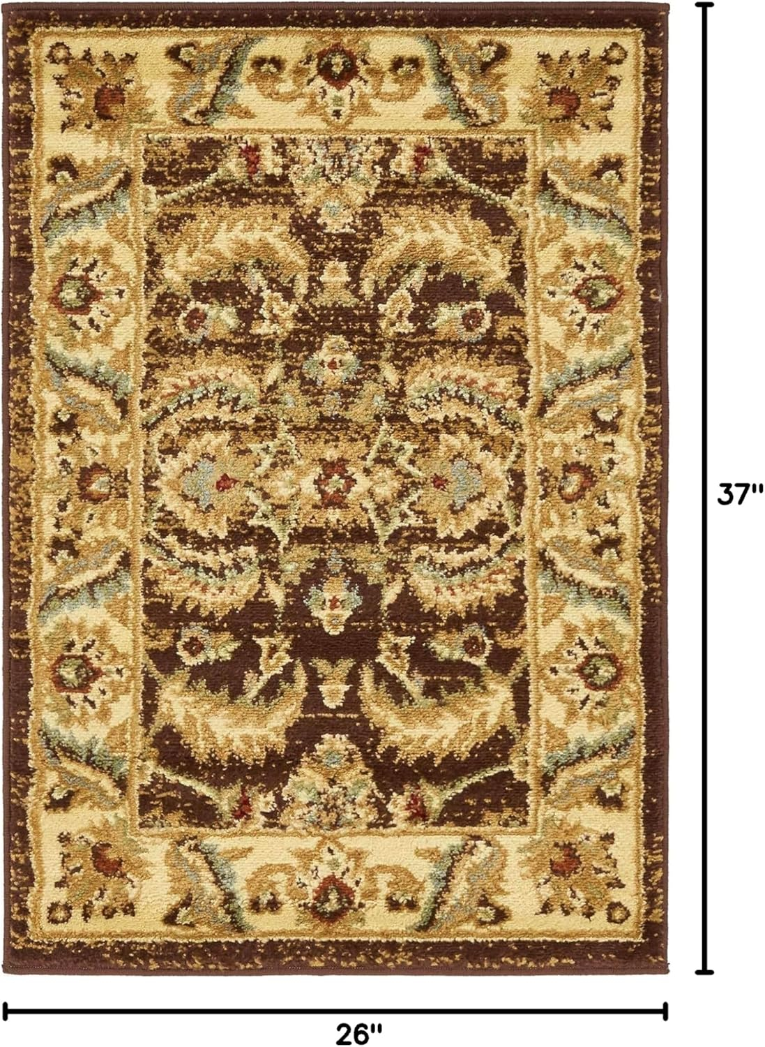 Unique Loom Voyage Collection Traditional Oriental Classic Intricate Floral Design Area Rug (2' 2 x 3' 0 Rectangular, Brown/Gold)